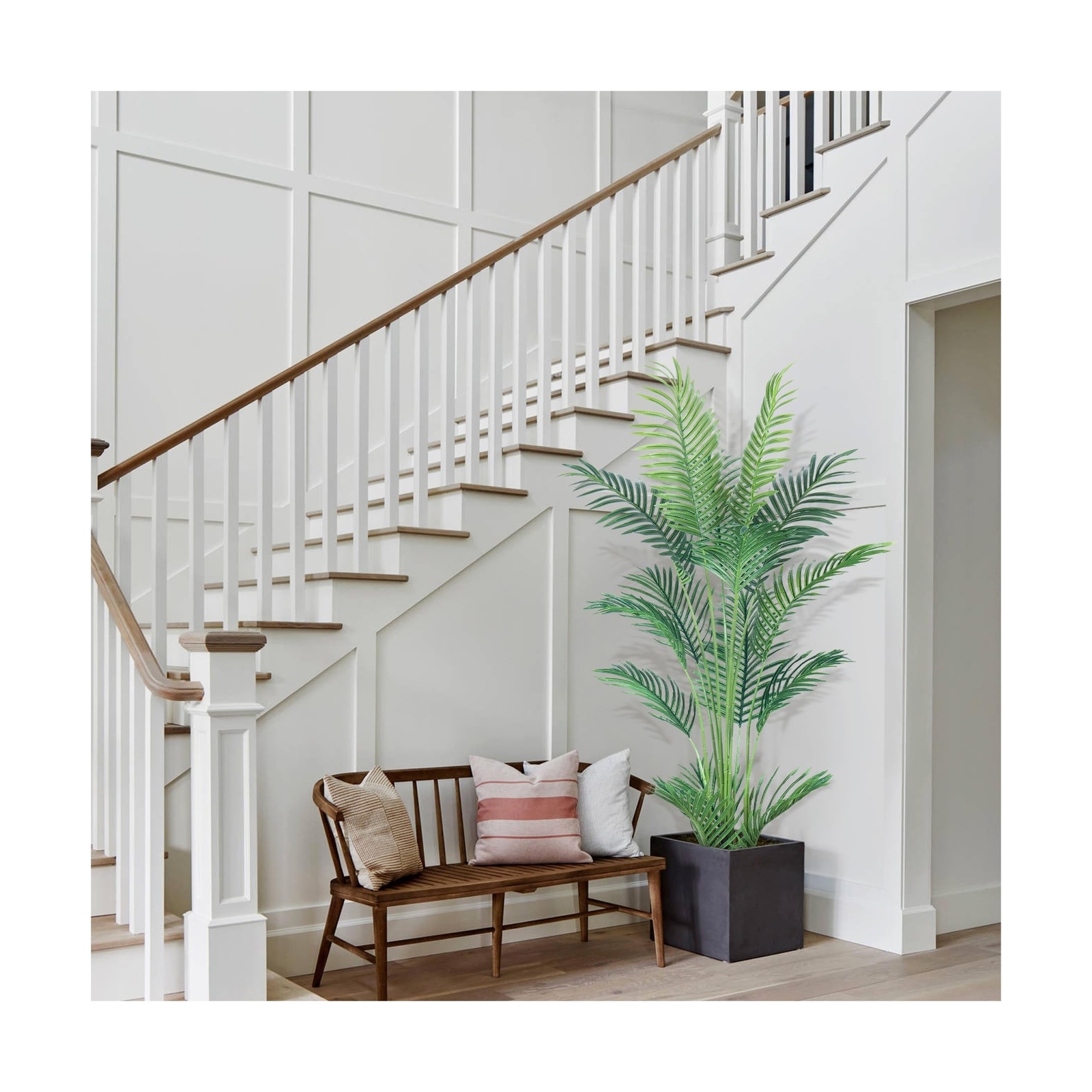 4.5FT 2Packs Artificial Palm Tree,Faux Areca Palm Plant with Real Touch Leave…