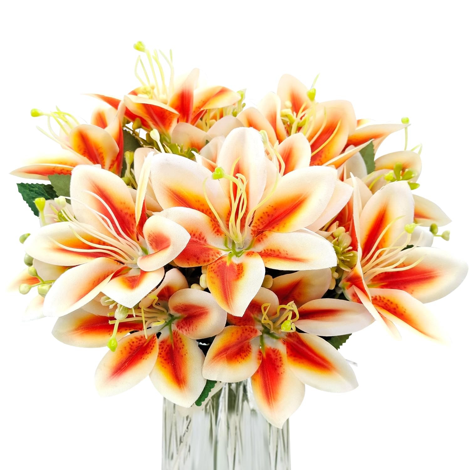 4 Bundles Artificial Tiger Lily Silk Flowers Faux Fake Lilies Plants for Wedd…