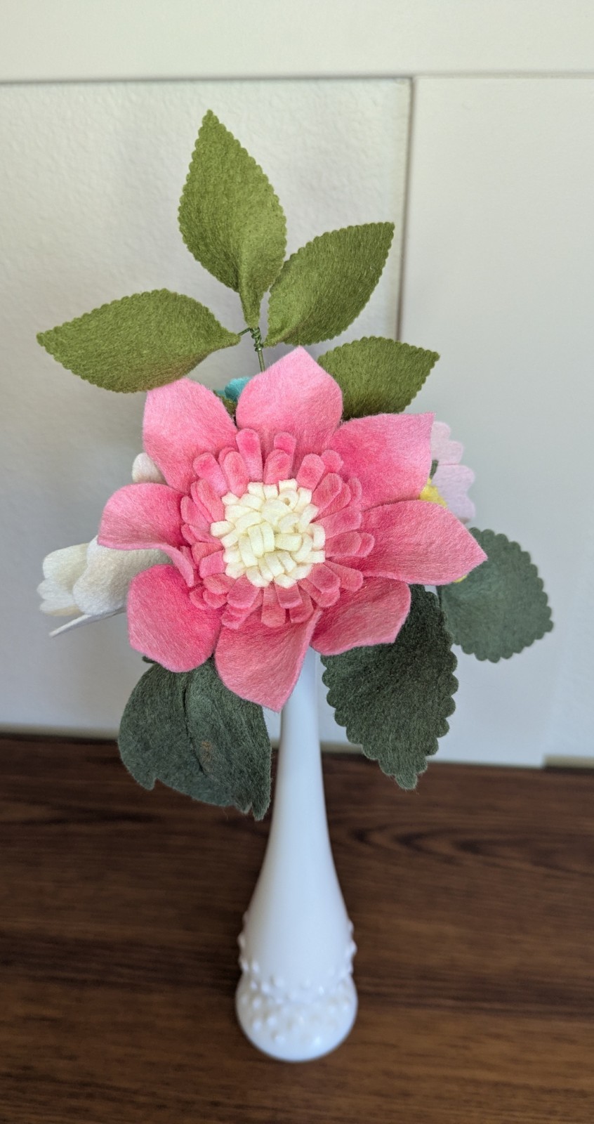 Beautiful Hand Cut Wool Blend Felt Flower Bouquet Gift Wrapped/Great Gift Idea!