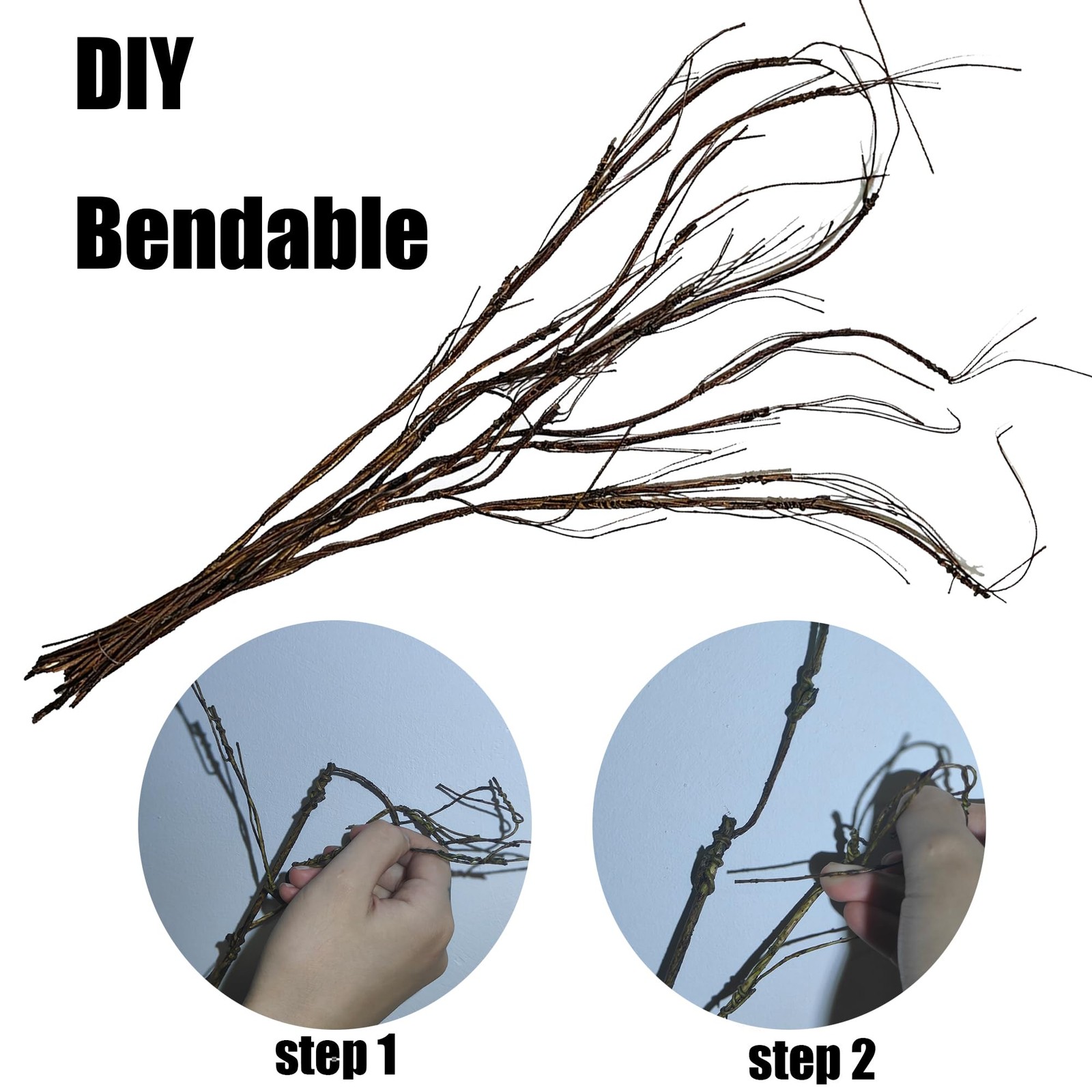 5 PCS Curly Willow Branches 28 Inch, Bendable Artificial Dried Twigs Fake Vin…