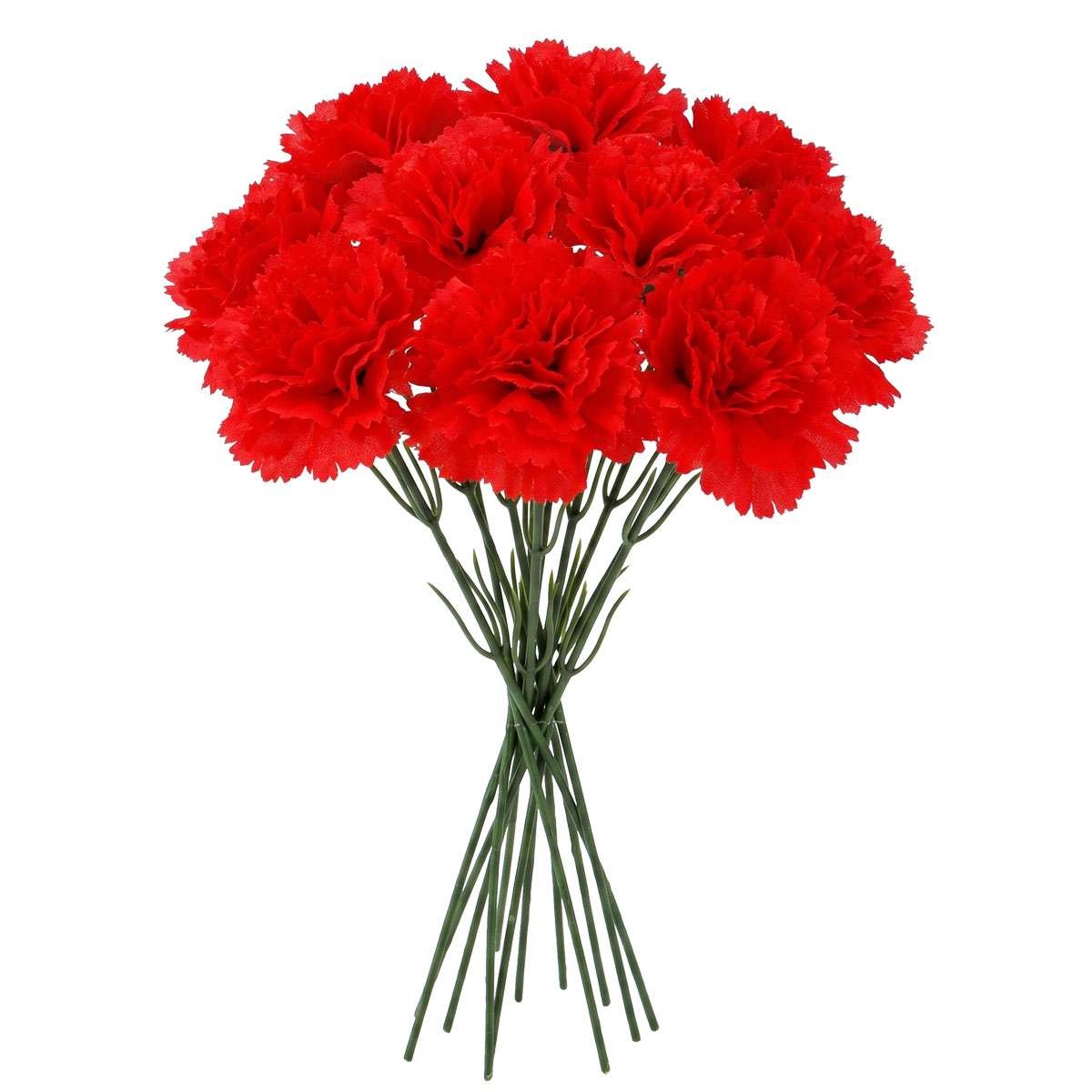 1/6/12PCS Artificial Carnation Flowers Silk Stem Wedding Funeral Bouquet Decor