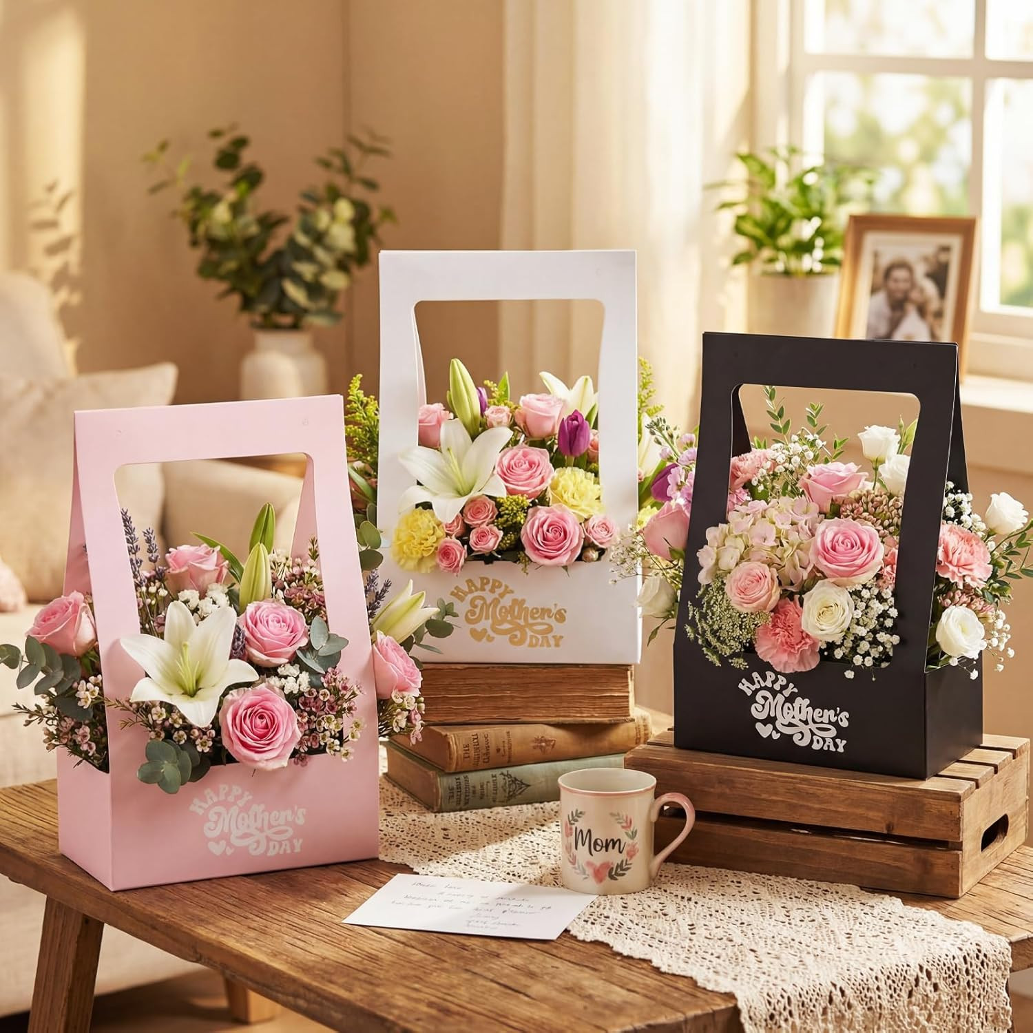 30 Pcs Mother’S Day Flower Box for Arrangement Bouquet Bags for Flowers Gift Bag