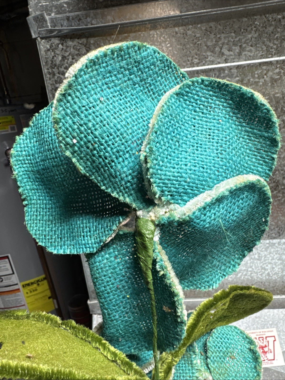 VTG 80s Art Decor Artificial Magnolia Flower W/ Yarn Pot Flex Stem 8” Distressed