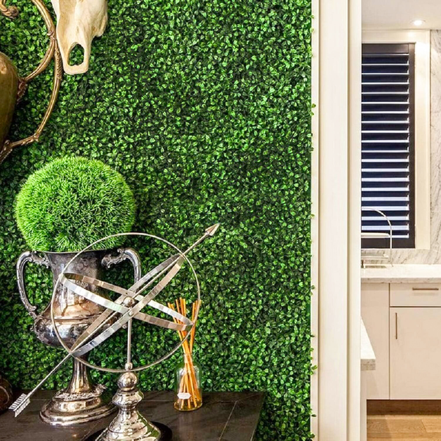 20×20″ Artificial Faux Milan Leaves Greenery Fence Screen Wall Decor Panel