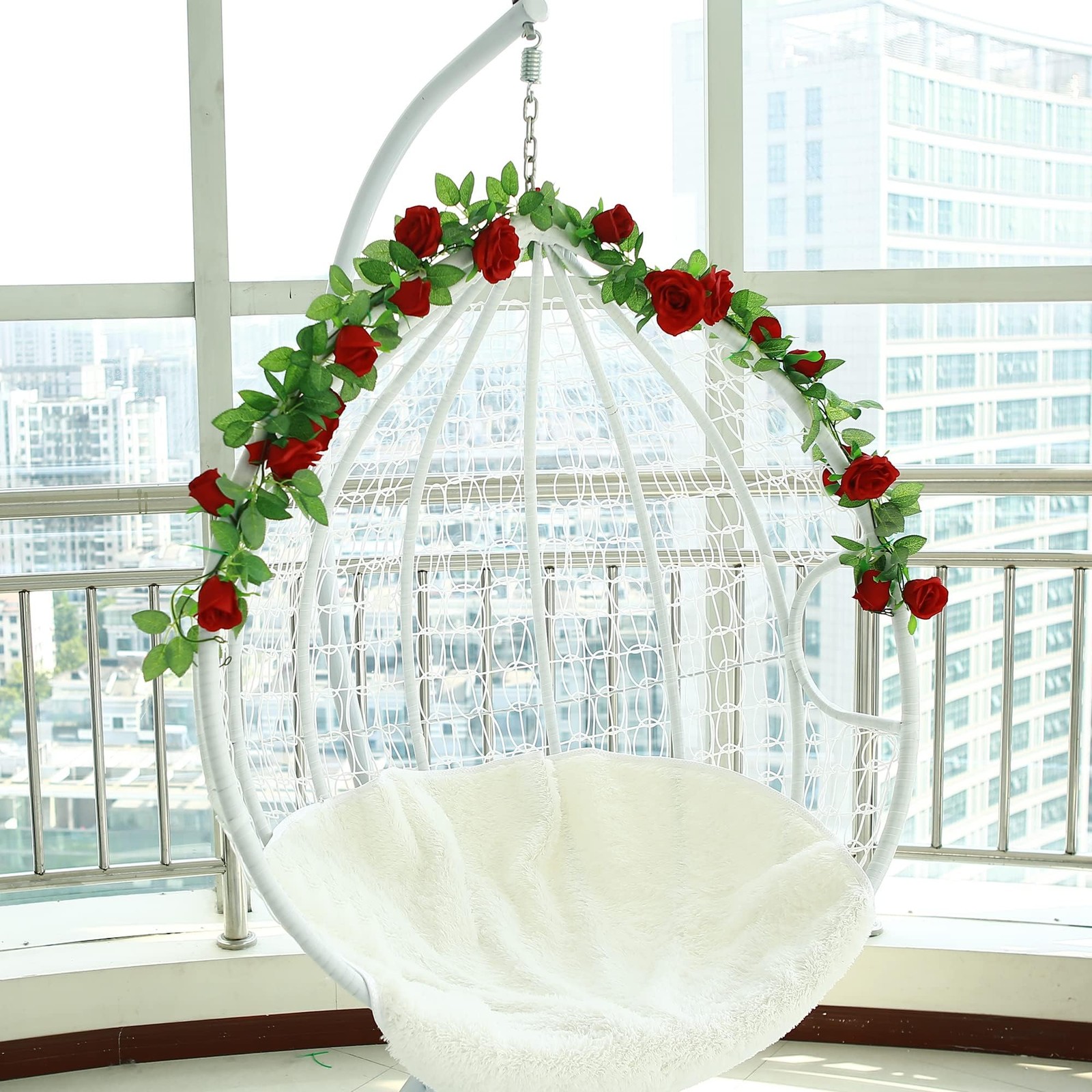 2 Pack Red Artificial Rose Garland, Each 6.5FT Fake Flower Hanging Vines for …