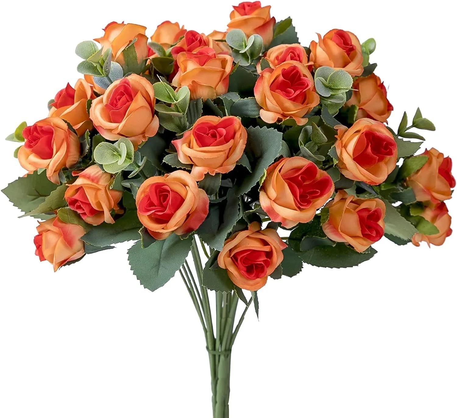 10 Head Silk Rose Peony Eucalyptus Artificial Flower Bouquet Wedding Decor
