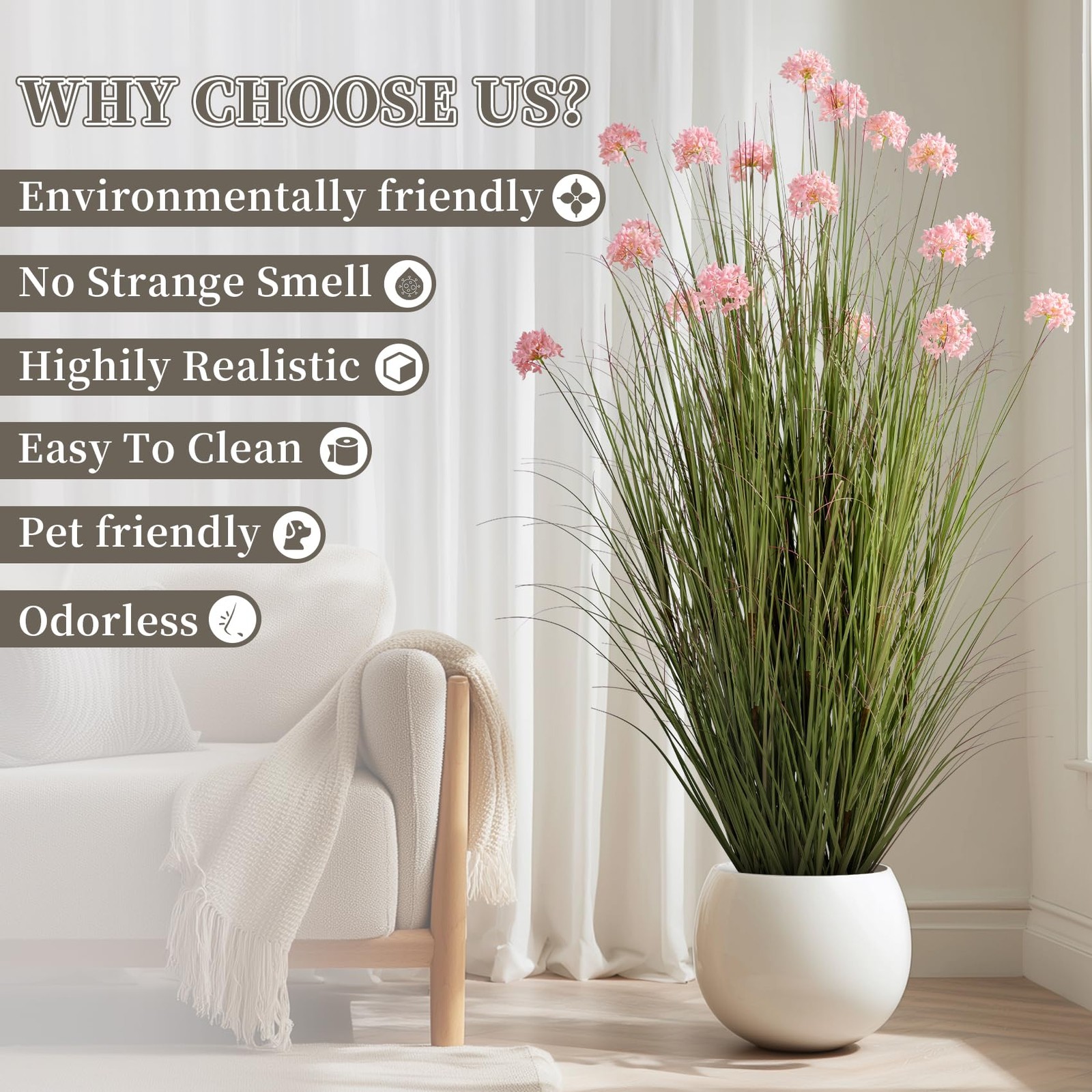 57in Lifelike Artificial Tall Grass Plant with 19 Lifelike Dandelion Flower a…