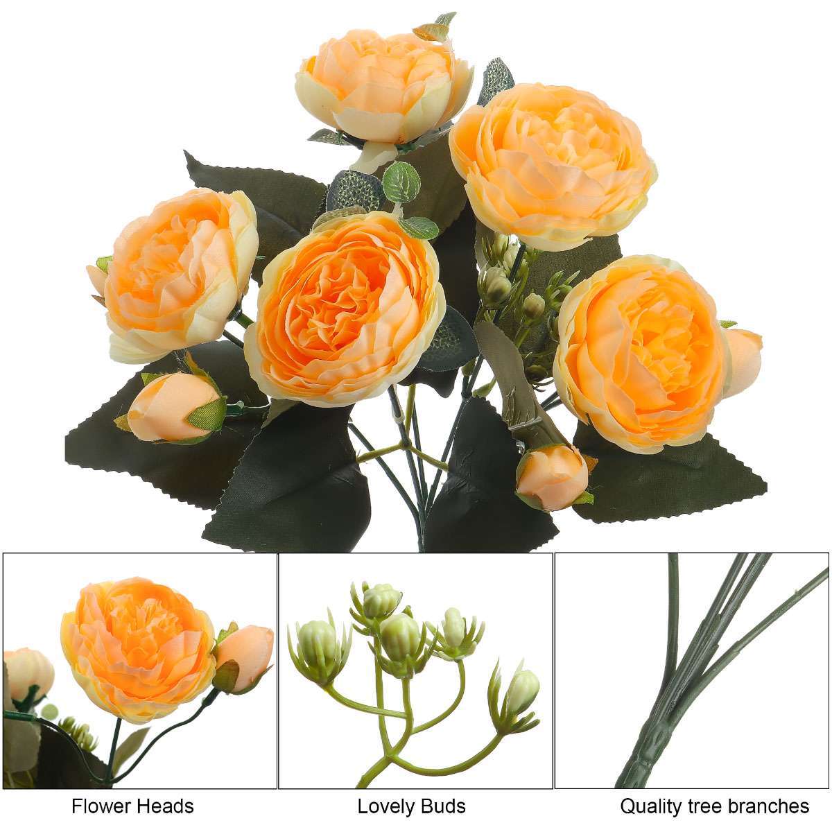 9 Heads Silk Peony Flowers Artificial Wedding Bouquet Home Party Outdoor Decor