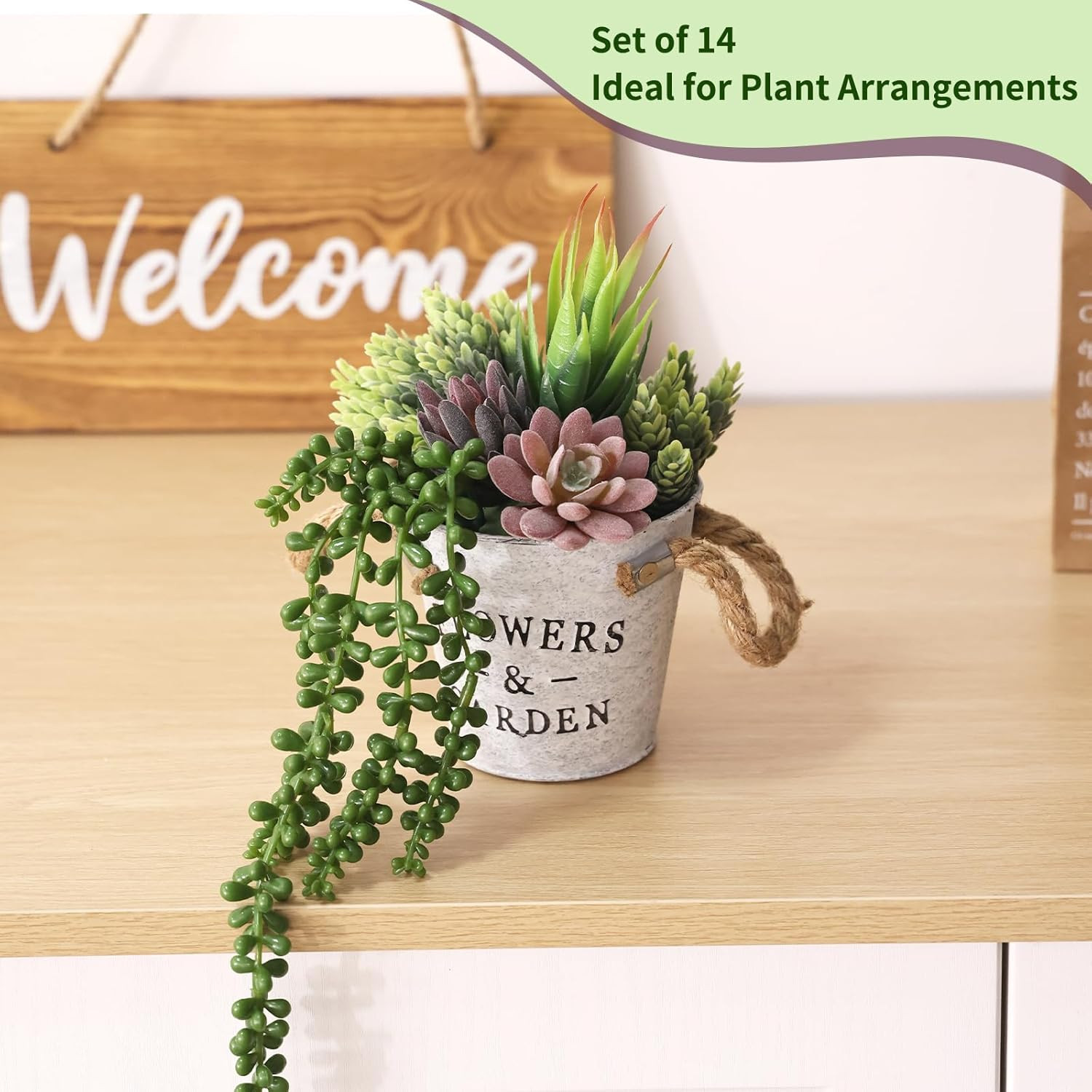 14Pcs Fake Succulents Unpotted Realistic Textured Succulent Plants Mini Artifici