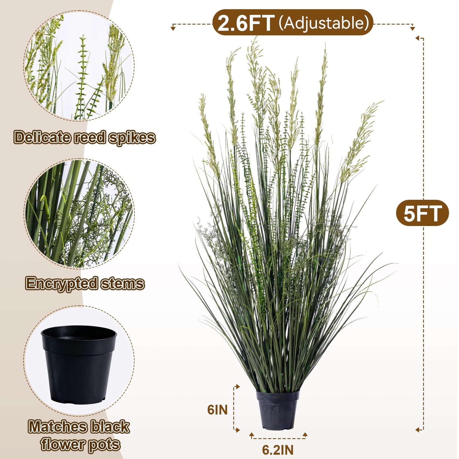 Faux Plastic plantas Synthetic Pampas Grass Artificial Cattail Reed Grass Ind…