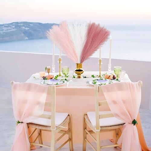 30pcs Pink Faux Pampas Grass, 21.6in Fluffy Artificial Blush & White & Pink