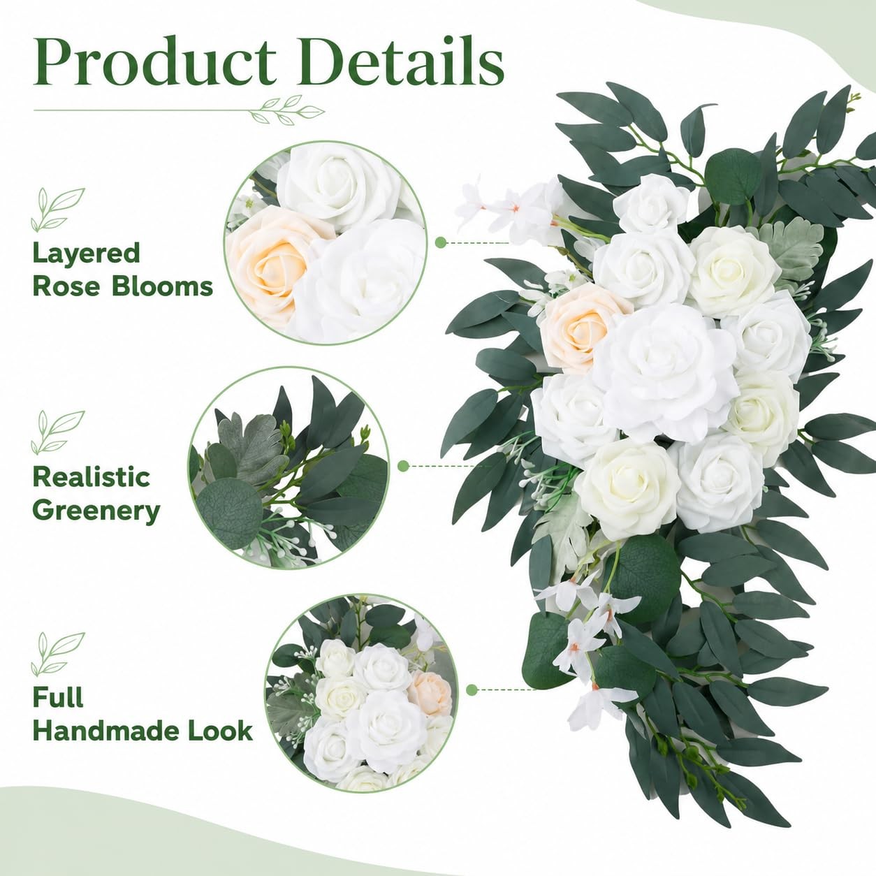 2 PCS Dusty Blue Wedding Arch Flower Swags 23.6 15.7 Inch Floral Decor Sign