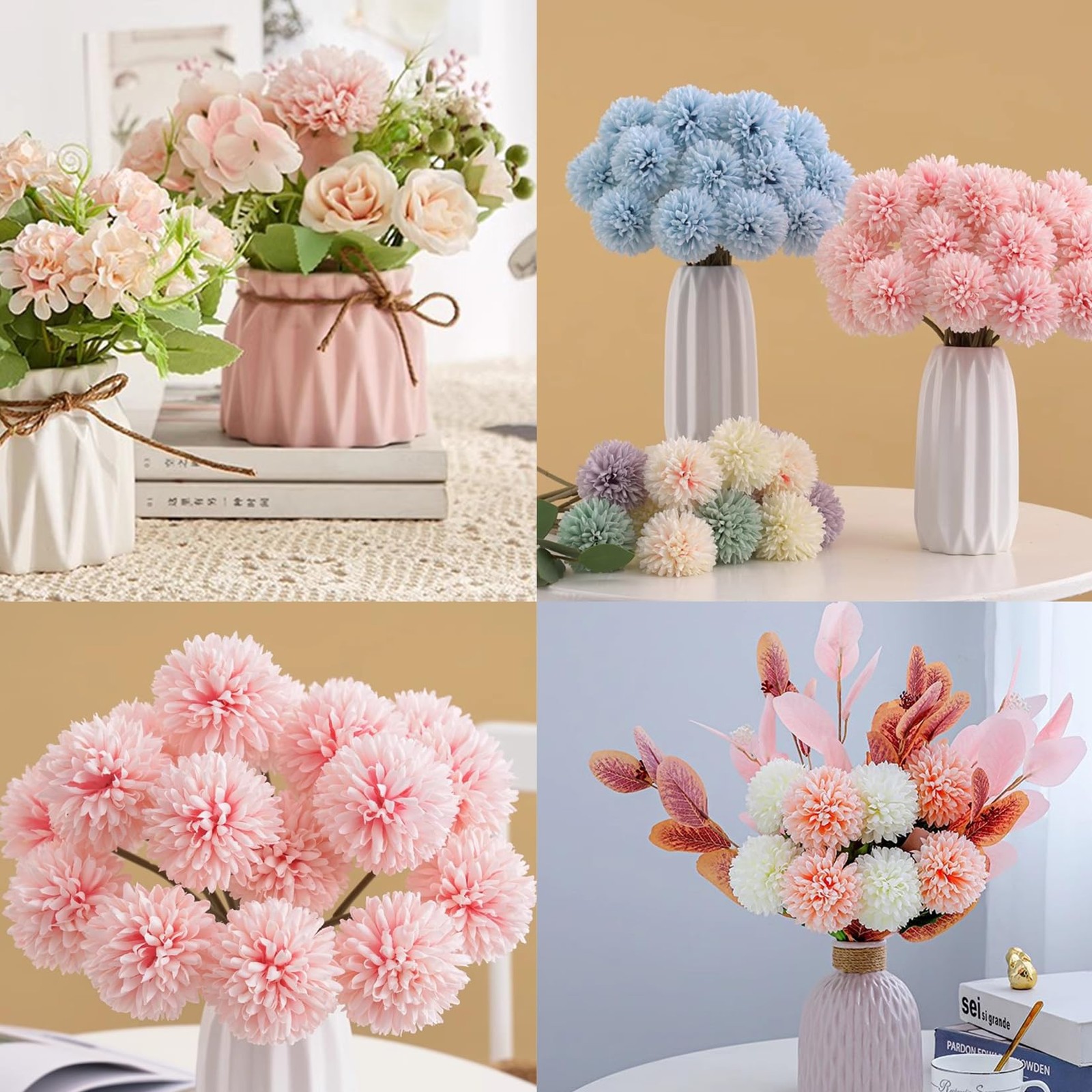 30 Pcs Artificial Chrysanthemums Heads Ball Flowers，Silk Chrysanthemum Ball B…