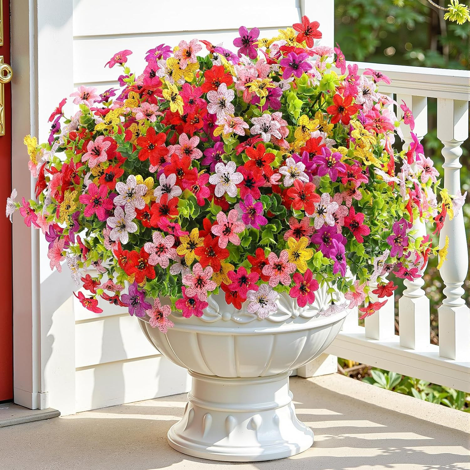 Shareconn 24 Bundles Artificial Flowers for Outdoors Decoration, Faux Plants Fak