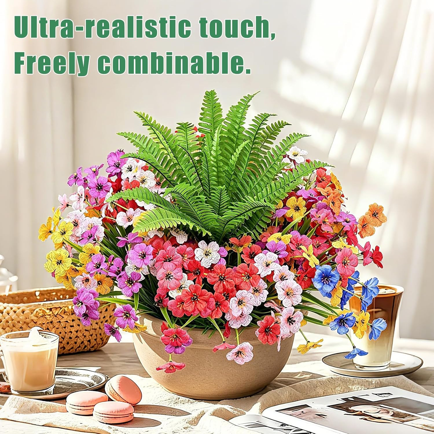 UV Resistant Artificial Flowers – 33 Pcs Waterproof Outdoor Decor for Garden & P