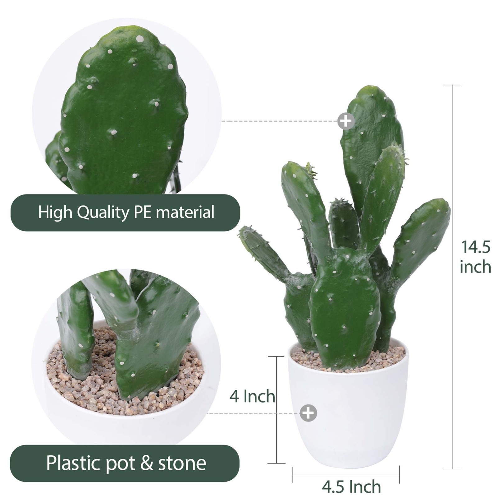14Inch Artificial Cactus Faux Cacti Fake Cactus Saguaro Potted Plants for Ind…