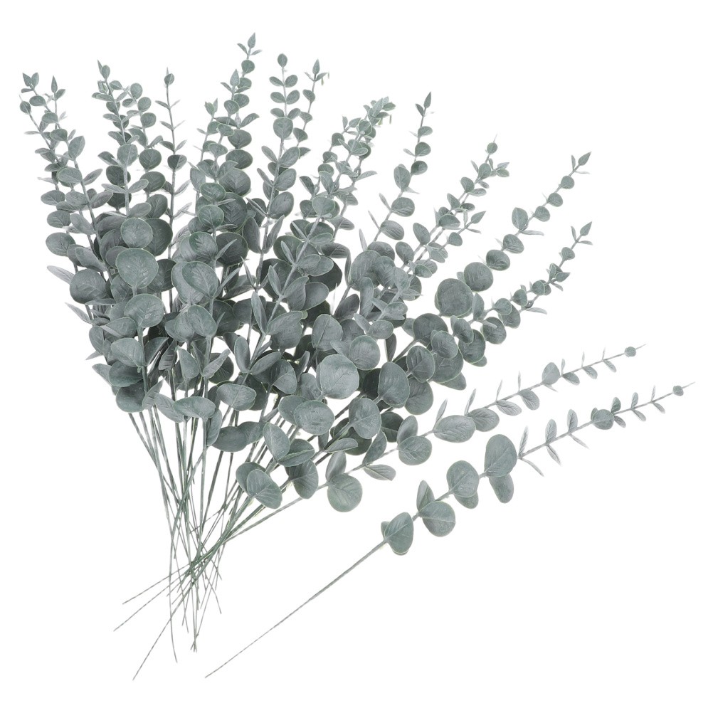 25Pcs Reusable Plastic Eucalyptus Stems Greenery Wedding Farmhouse Decor