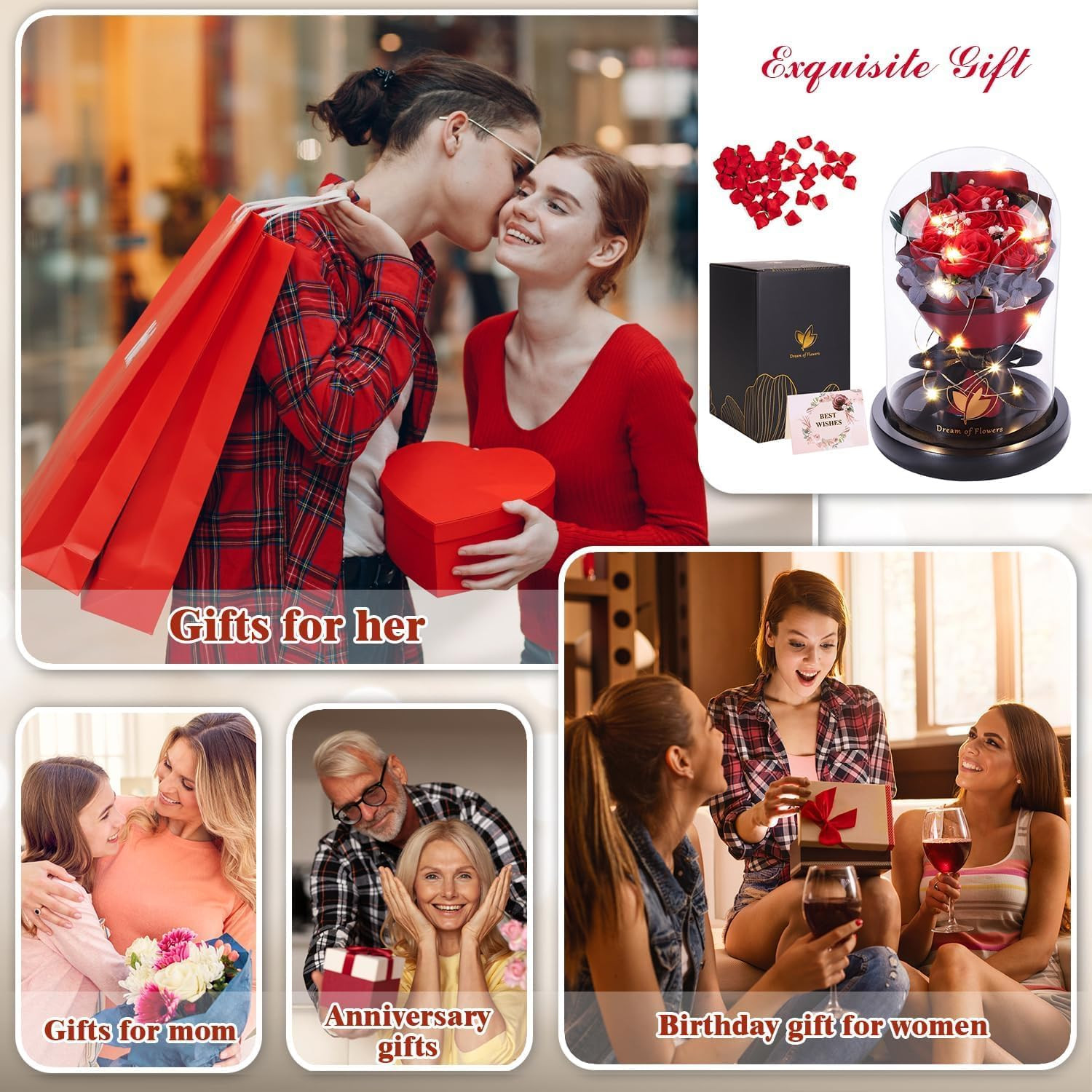 Valentines Day Gifts for Her-Beauty and the Beast Rose,Lasts Forever Red Roses,L