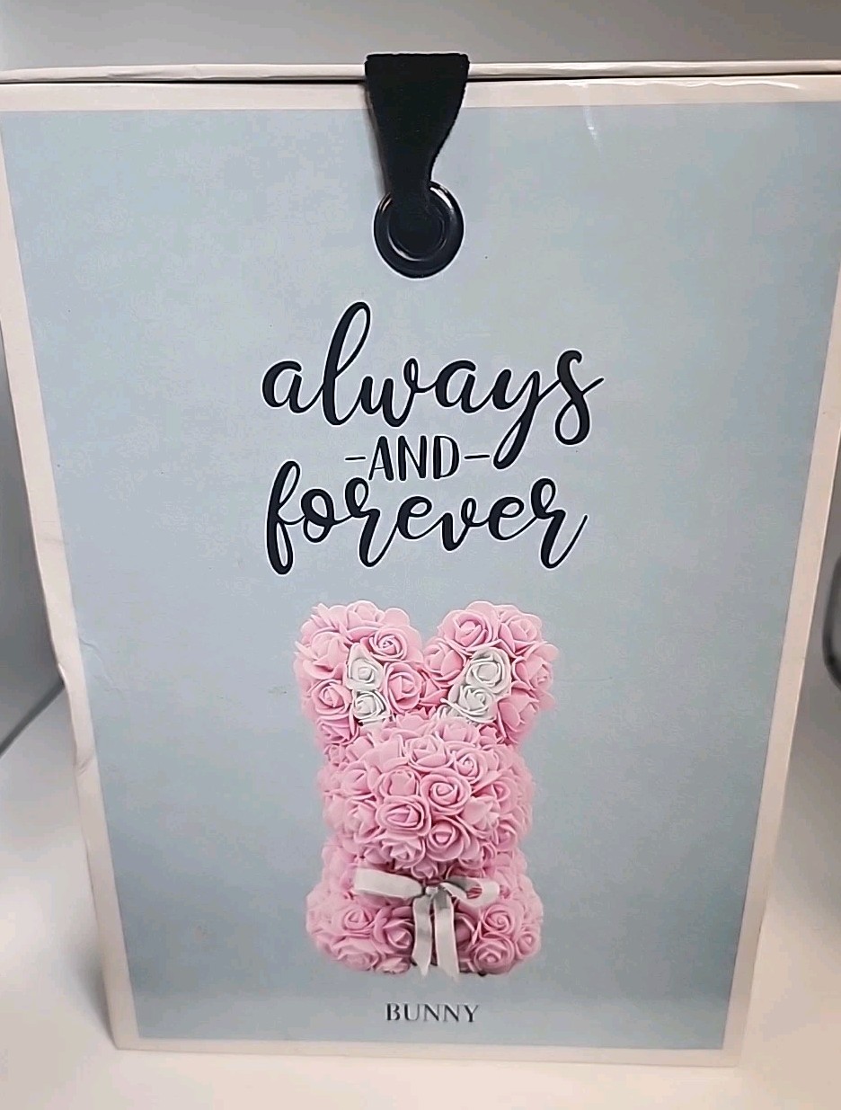 Always And Forever Flower Bunny Green Rose With Box New- Artificial Flowers