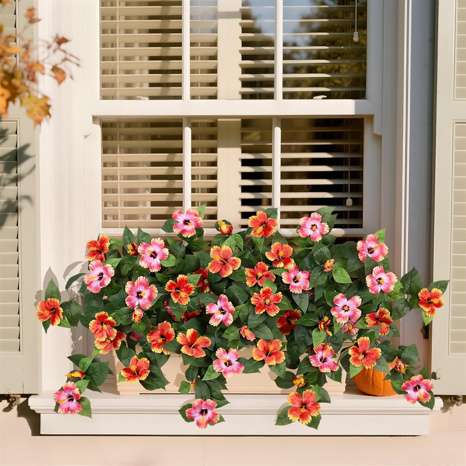 Artificial Fake Flowers for Outdoors Decoration, 2PCS Faux Hibiscus Flowers