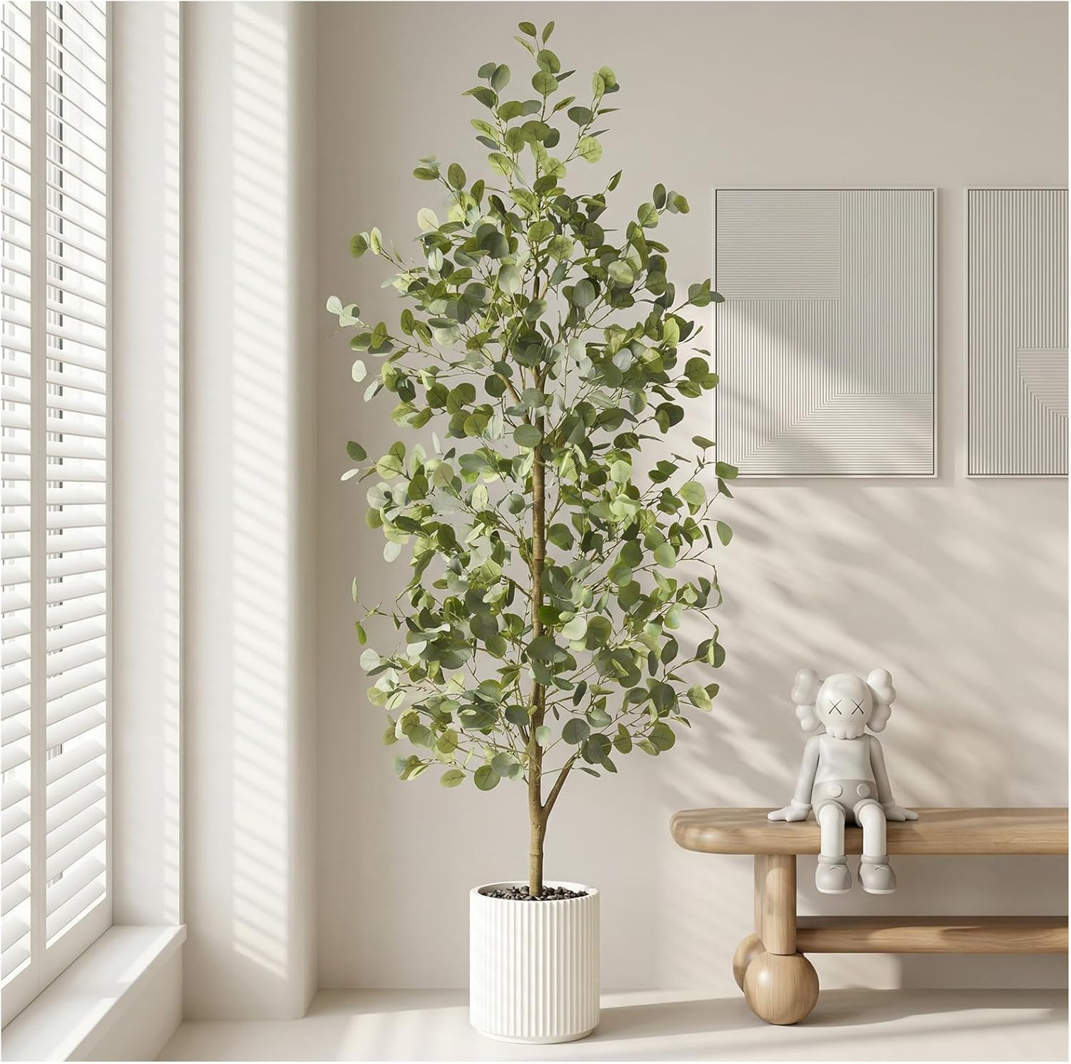 2Packs 6FT Faux Eucalyptus Trees for Indoor/Outdoor Decor, Housewarming Gift