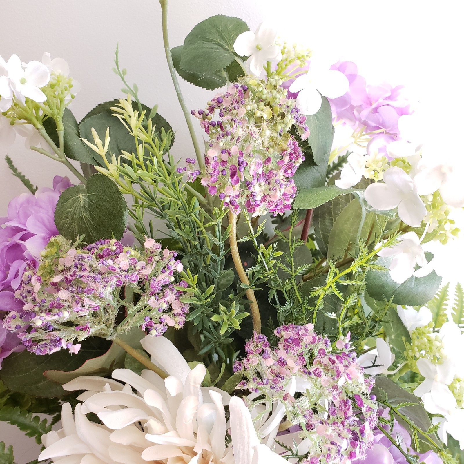 Handmade Purple & White Floral Arrangement, Cottagecore Table Decor