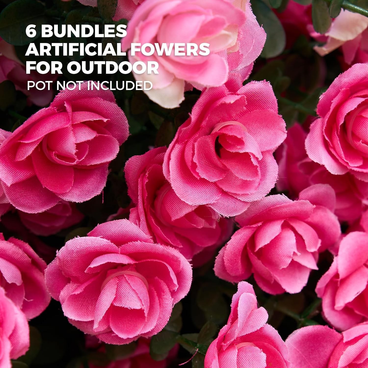 Charming 6 Bundles of UV Resistant Fuchsia Artificial Flowers for Outdoors