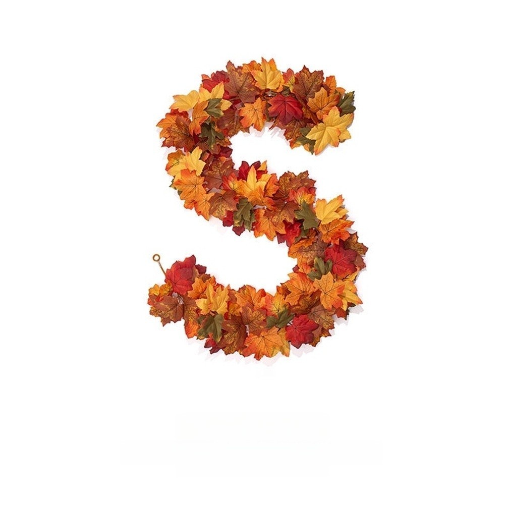 Silk Fabric Maple Leaf Vine with Detailed Veins for Autumn Interior Design