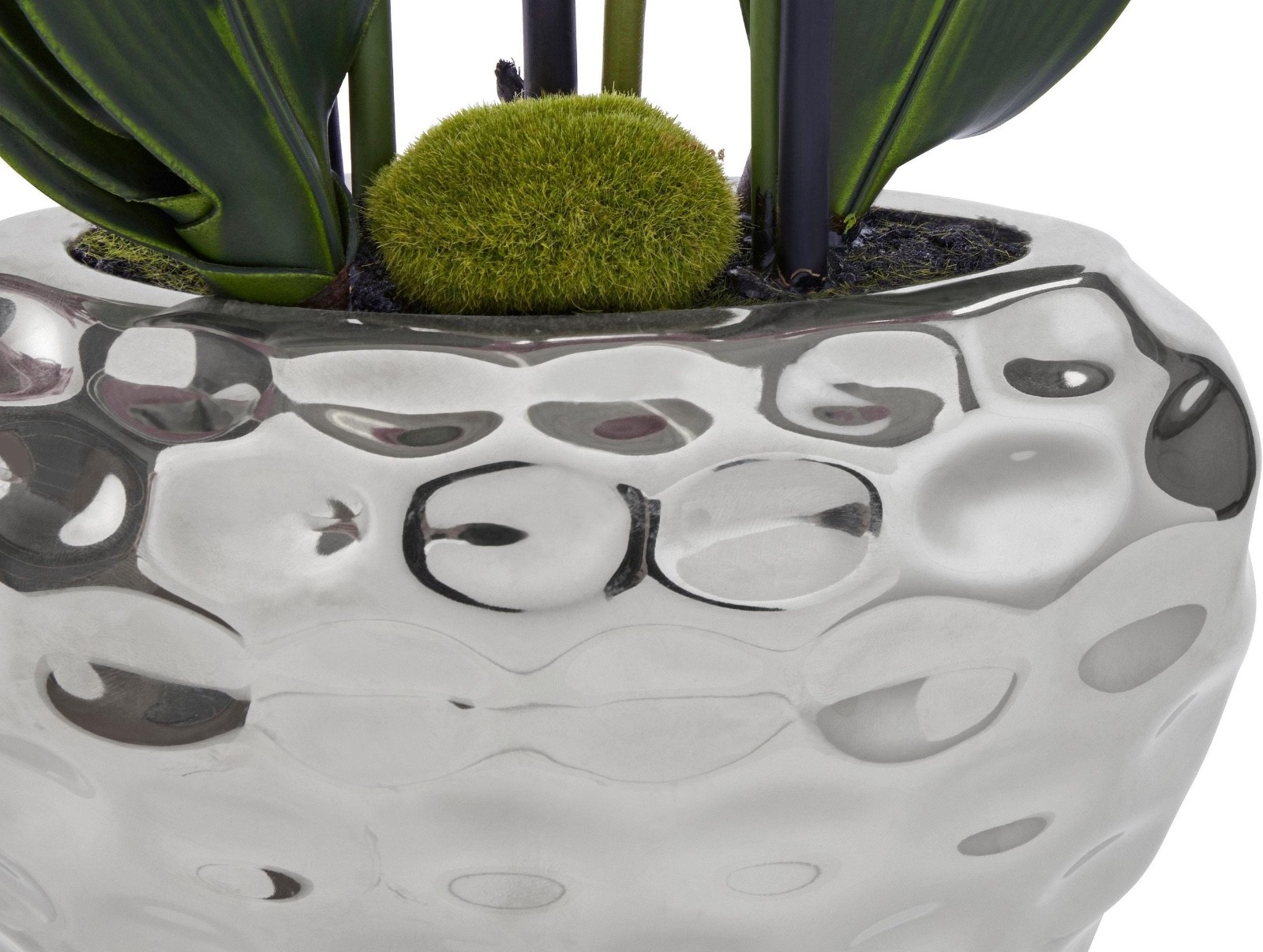 Creativ green Potted Artificial Orchid Arrangement in Silver Pot, 23″ tall