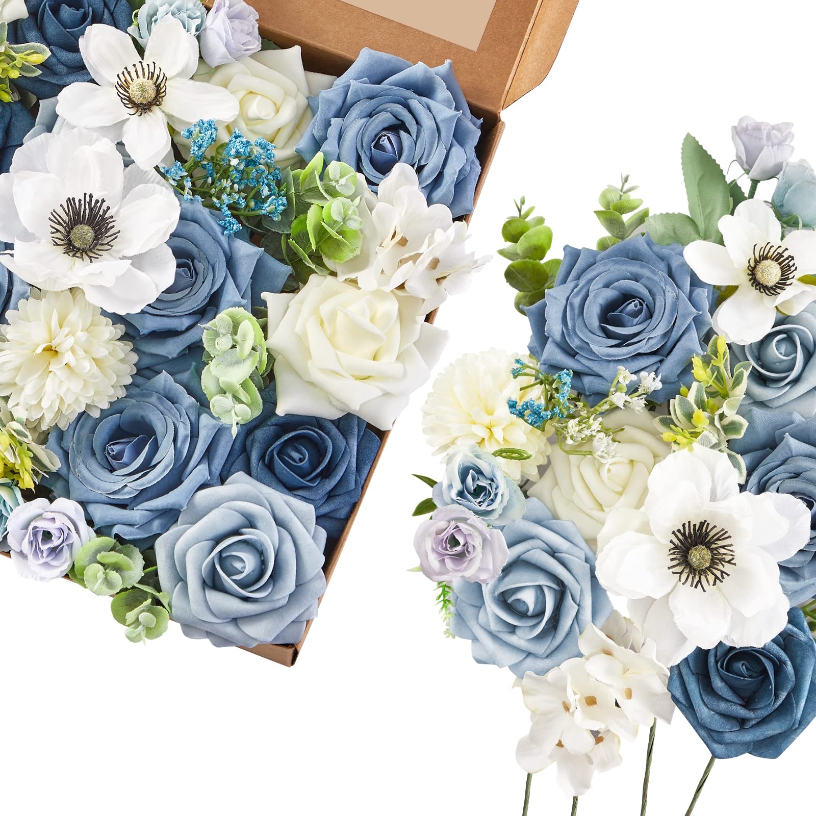 Dusty Blue Artificial Flowers Silk Flowers for Wedding Decor