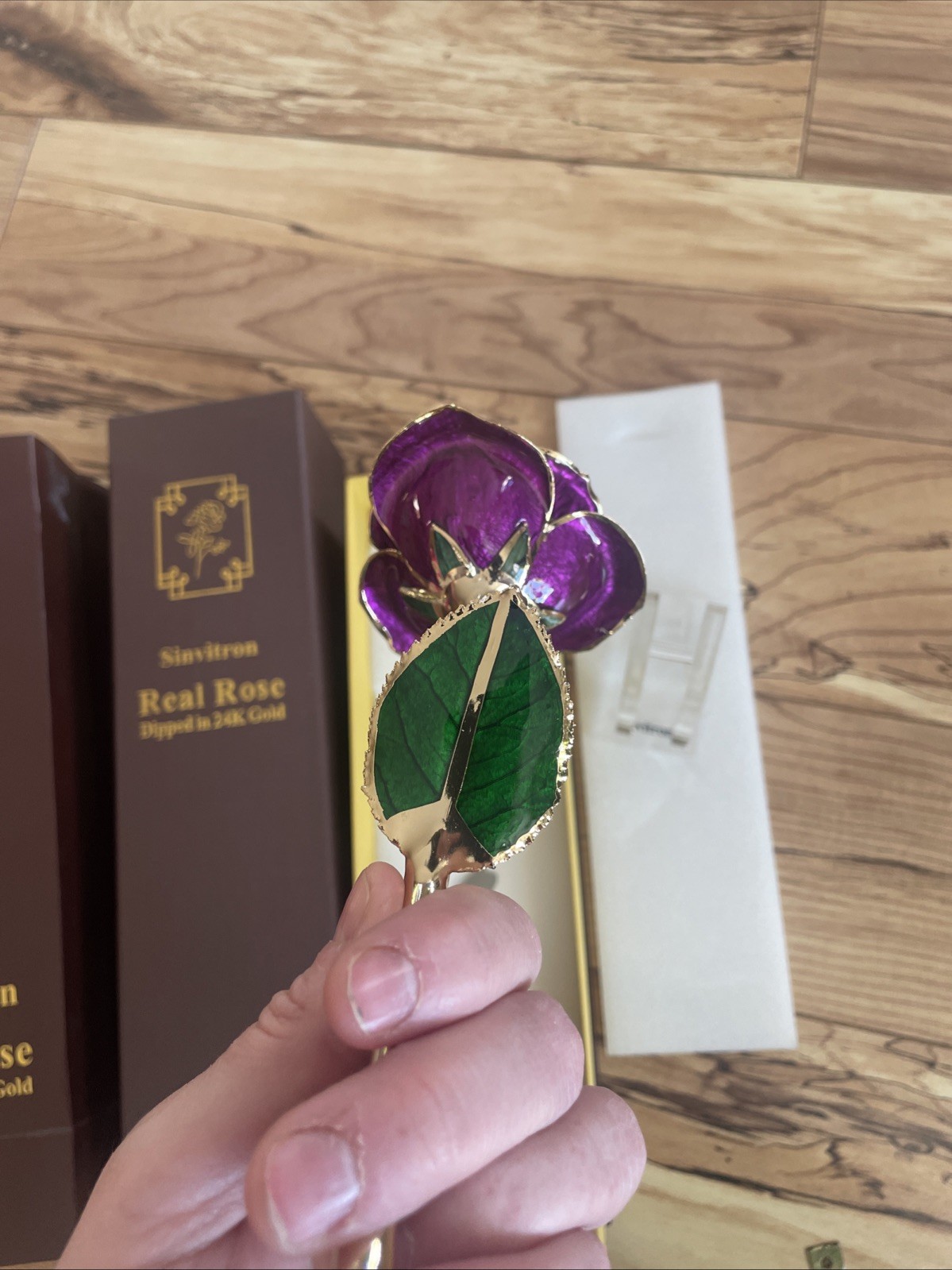 Gold Dipped Infinity Rose Forever Flower Decor, Resin Preserved Real Rose Birthd