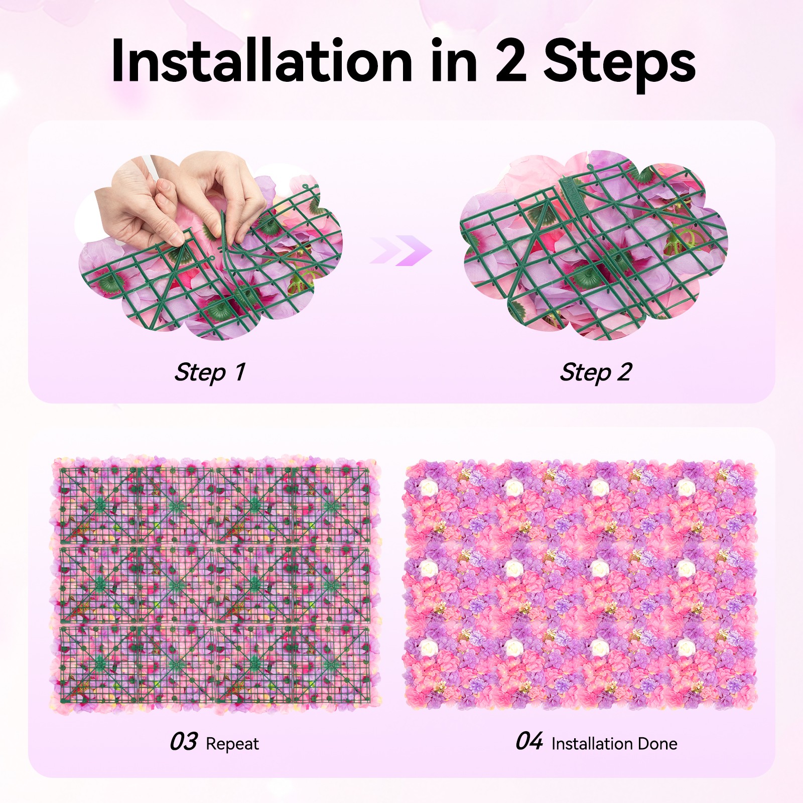 12pcs Artificial Silk Rose Flowers 3D Backdrop Wall for Wedding Party Decoration