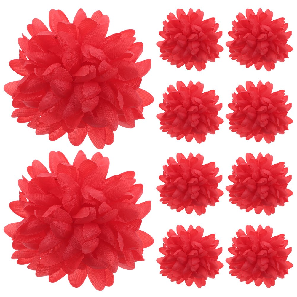 10 Pcs Chrysanthemum Flowers Artificial Red Faux Chrysanthemums Large