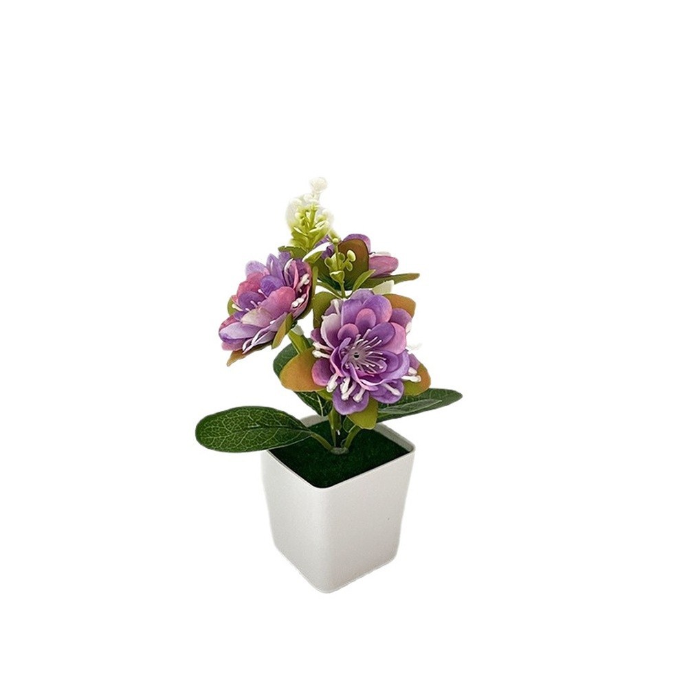 Low Maintenance Silk Chrysanthemum Potted Plant 14 x 5.5cm for Any Room Decor