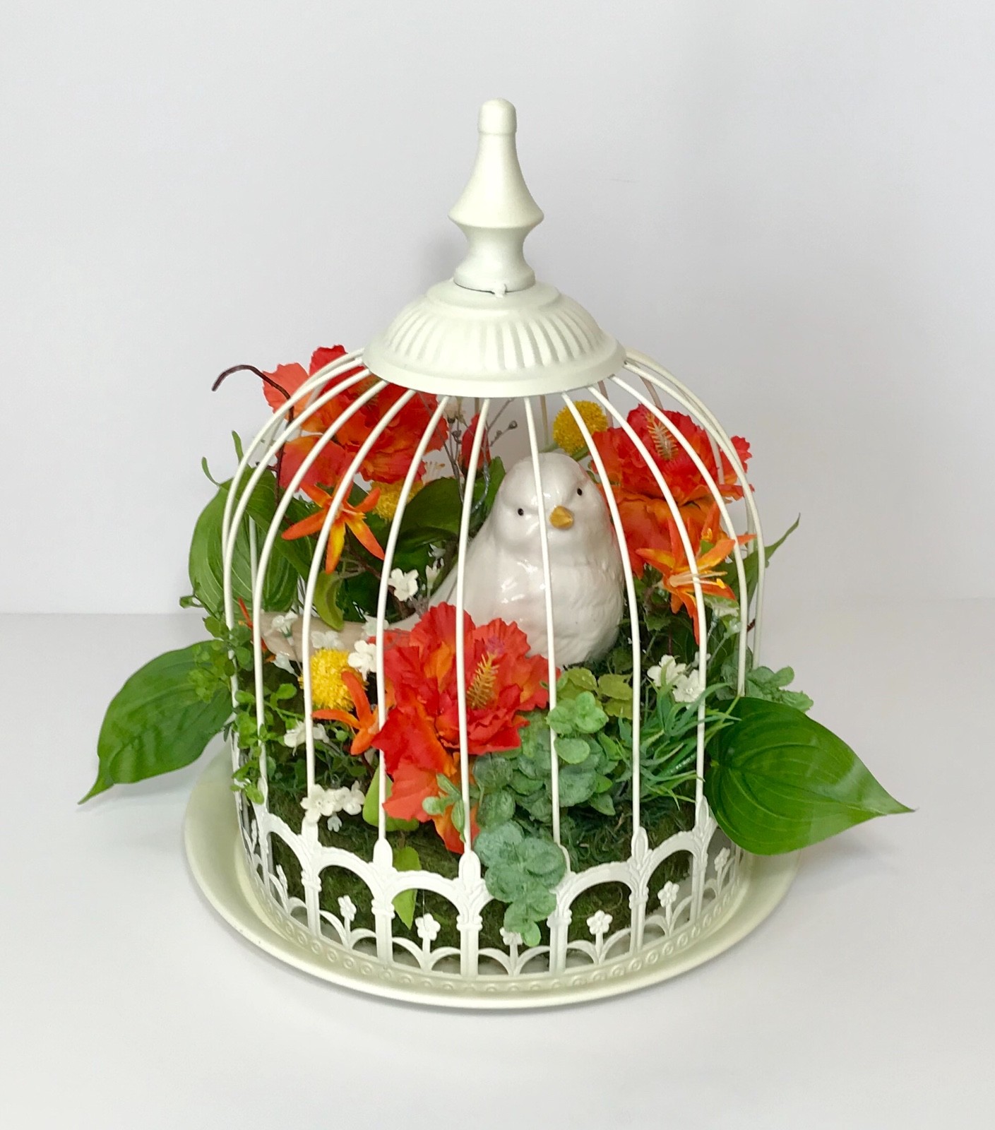 BIRD FLORAL BIRD CAGE LRG BIRDCAGE WEDDING CENTERPIECE TABLE DECOR ARRANGEMENT