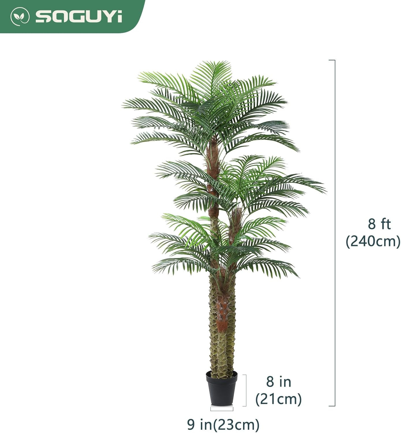 Artificial Palm Tree for Outdoor 8Ft Tall UV Resistant Fake Tropical Golden Cane