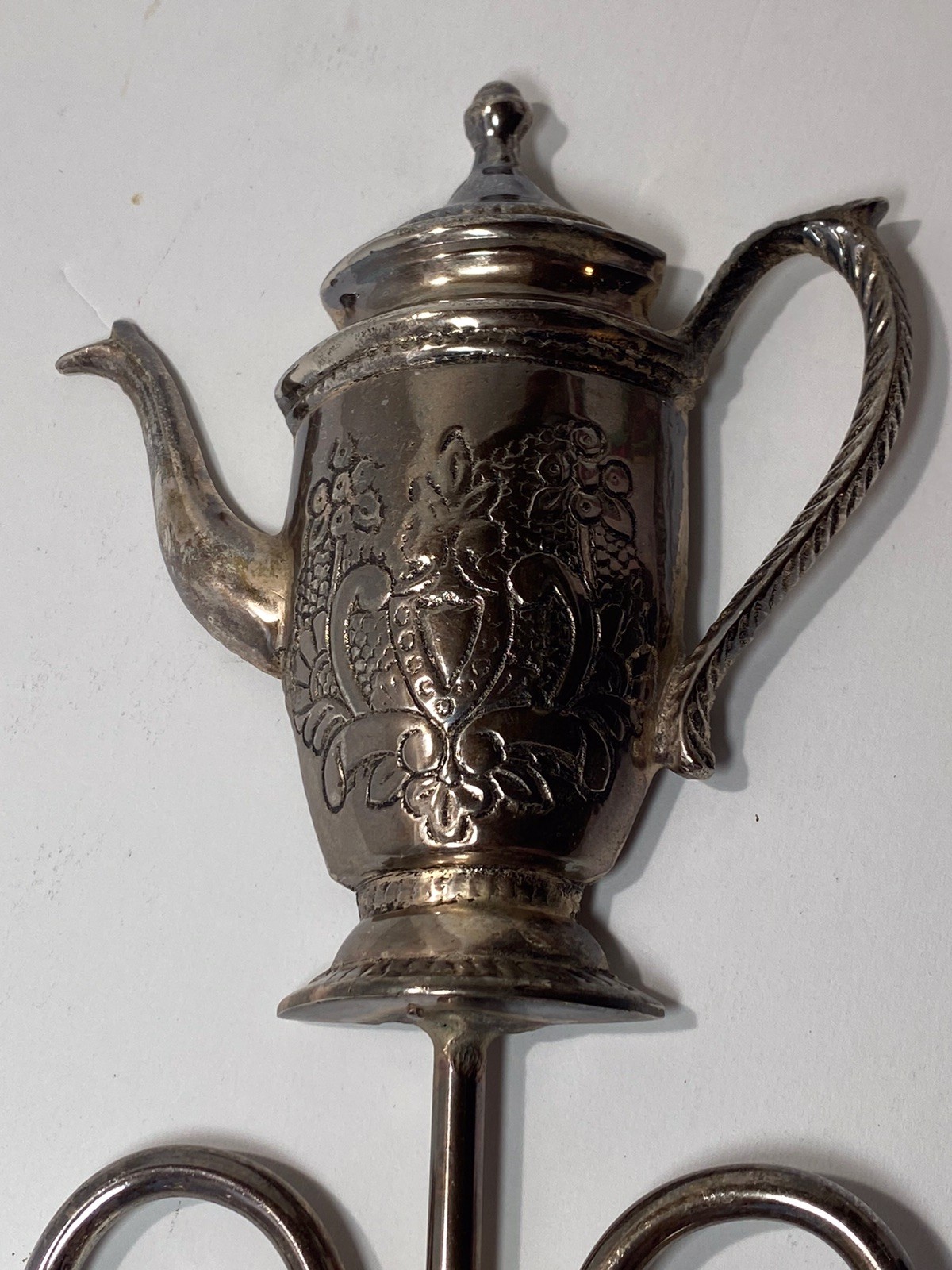Teapot Teacup Metal Wall Mount Flower Pot Holder Display