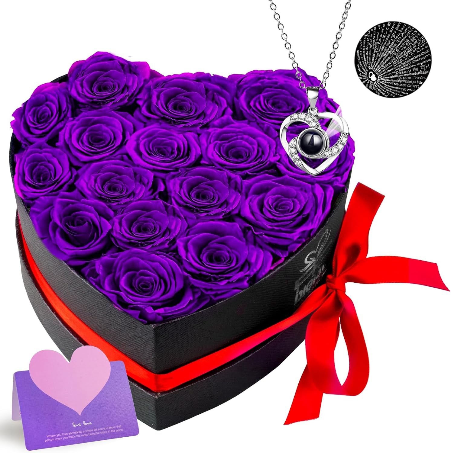 Extra Large 16 Flower Heart Shape Box Gifts with Necklace for Her Women Girlf…