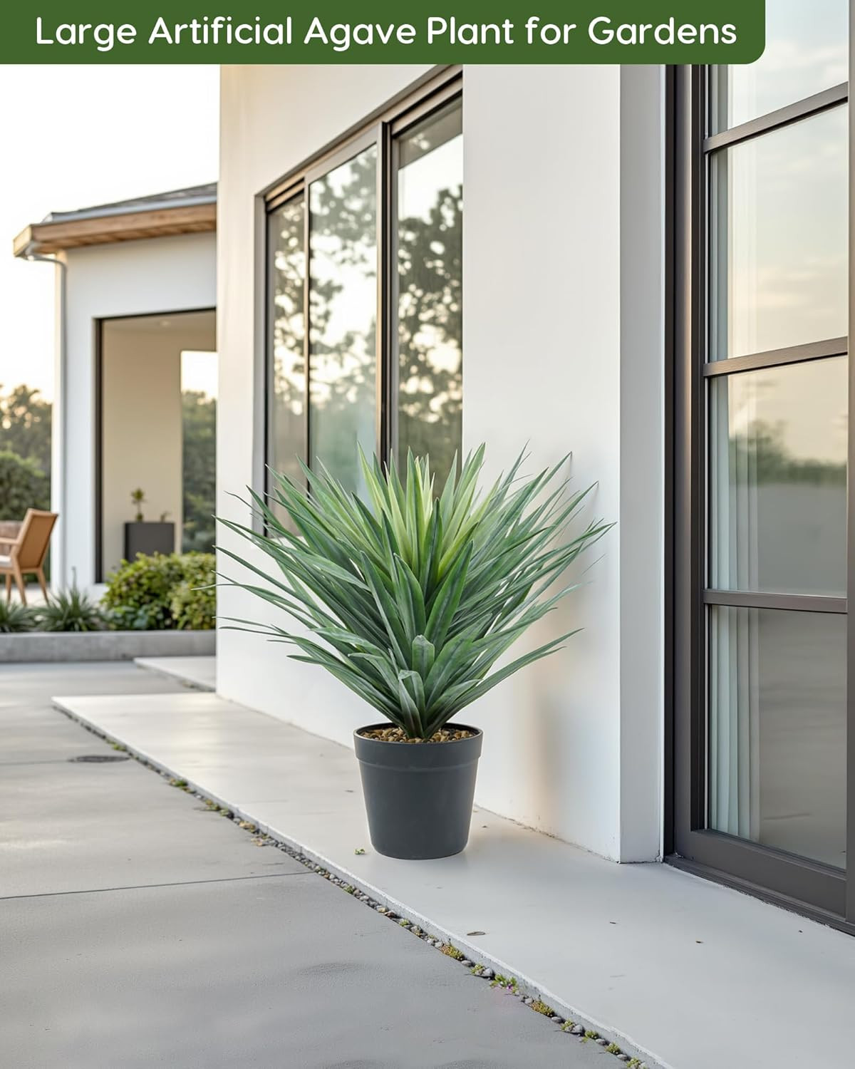 Large Artificial Agave Plant in Pot – 27″ Tall, 126 Leaves
