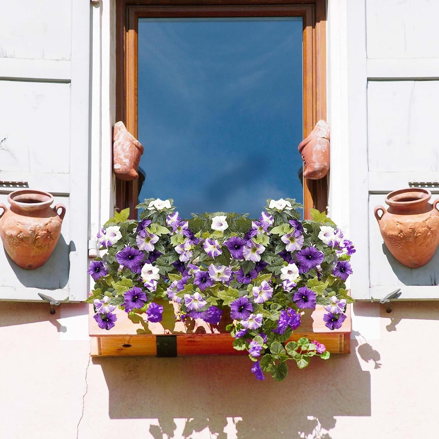 Vibrant 2-Pack Artificial Petunias with 24 Heads for Balcony and Garden Elegance