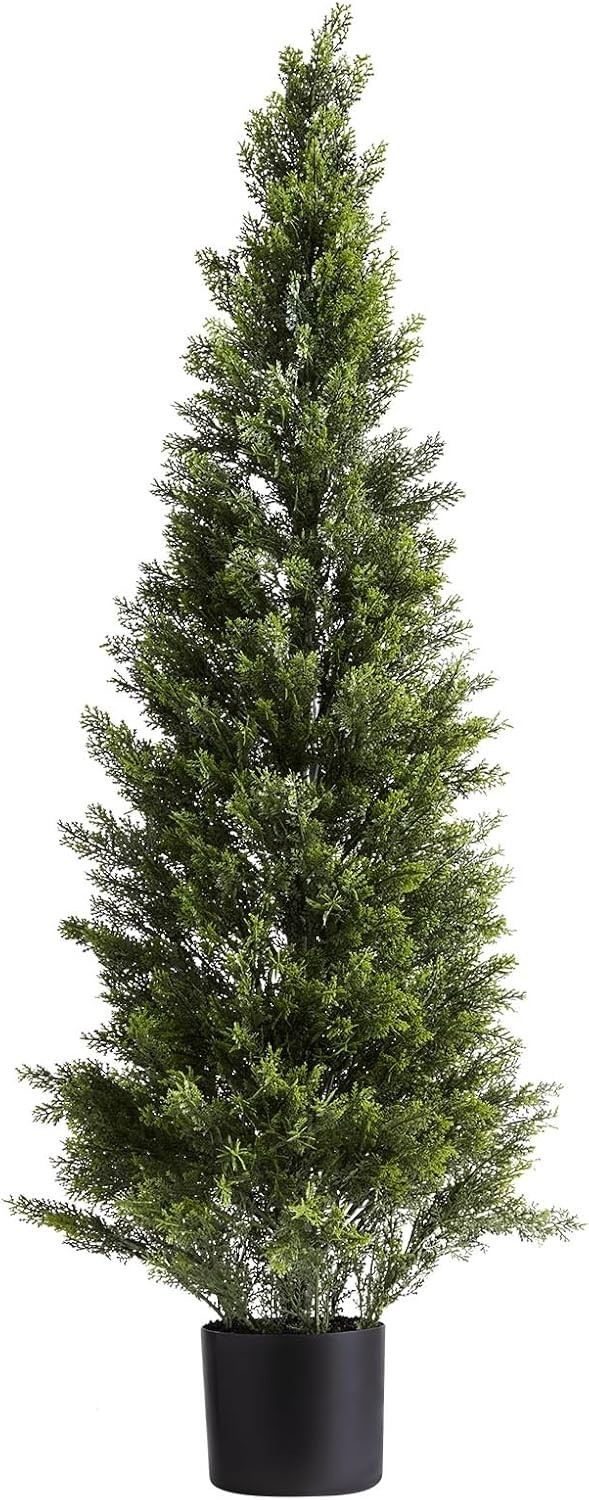 Artificial Cedar Topiary Trees, 48 inch 2 Set Faux Pine Shrubs Plants, Fake S…