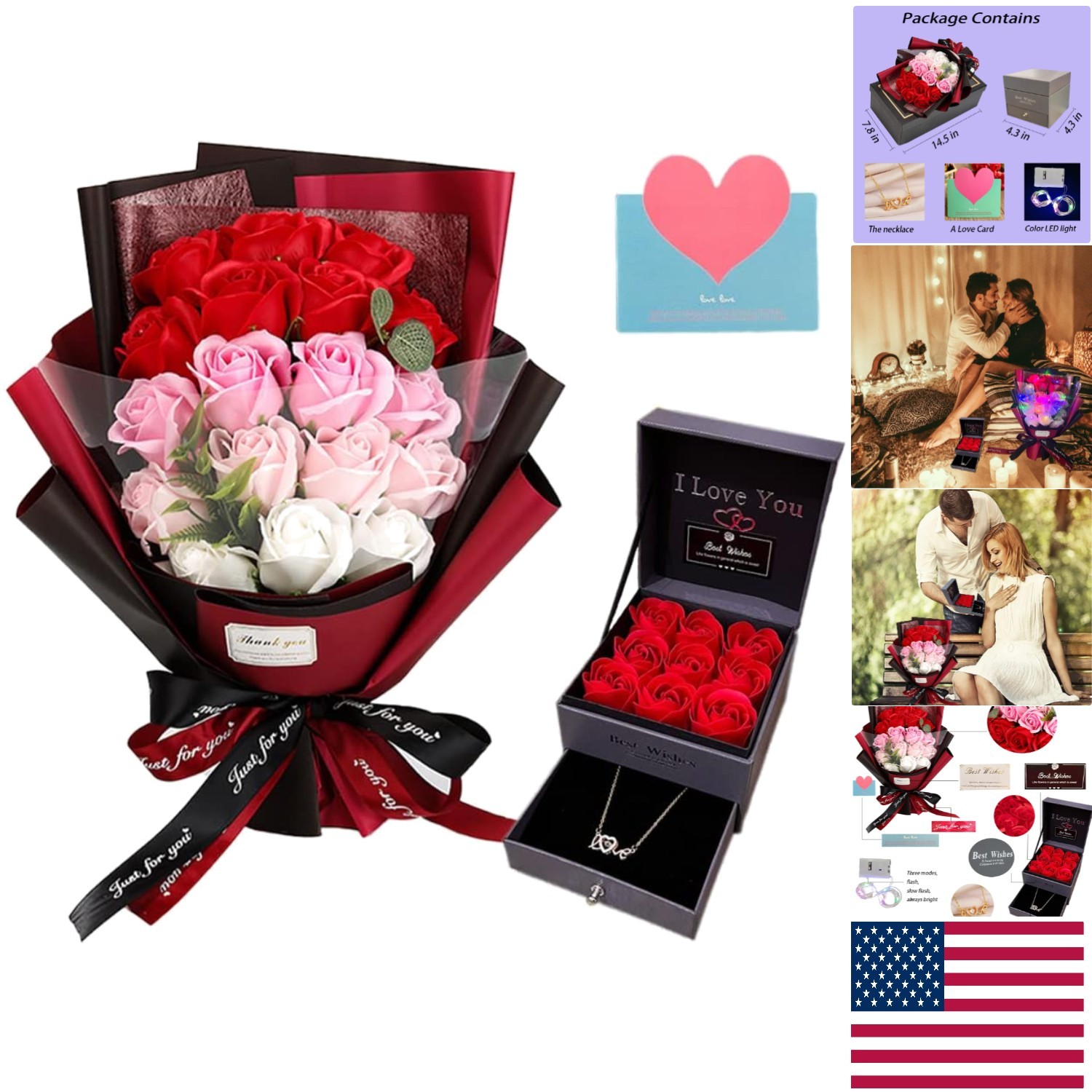 Lovely Red Roses Bouquet and Necklace Gift – Ideal for Valentine’s Day & More