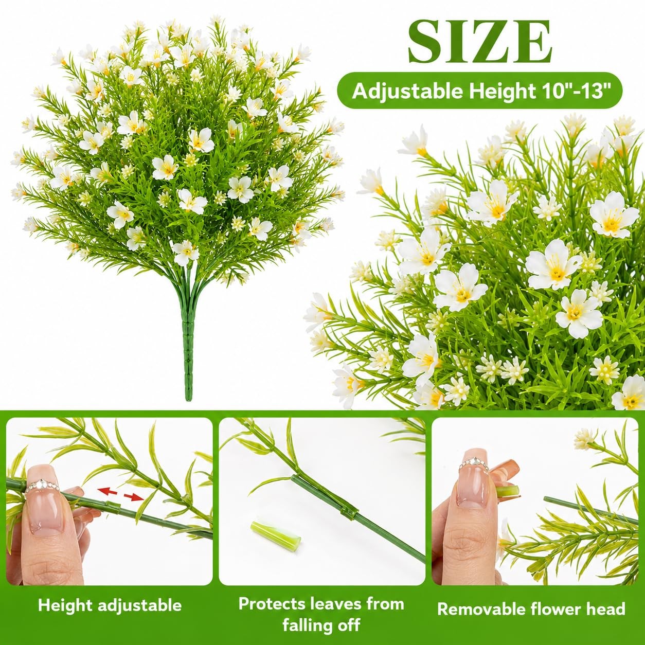 White Artificial Flowers – 3PCS Fake Flowers Daisy Decor Faux Plastic Flowers…
