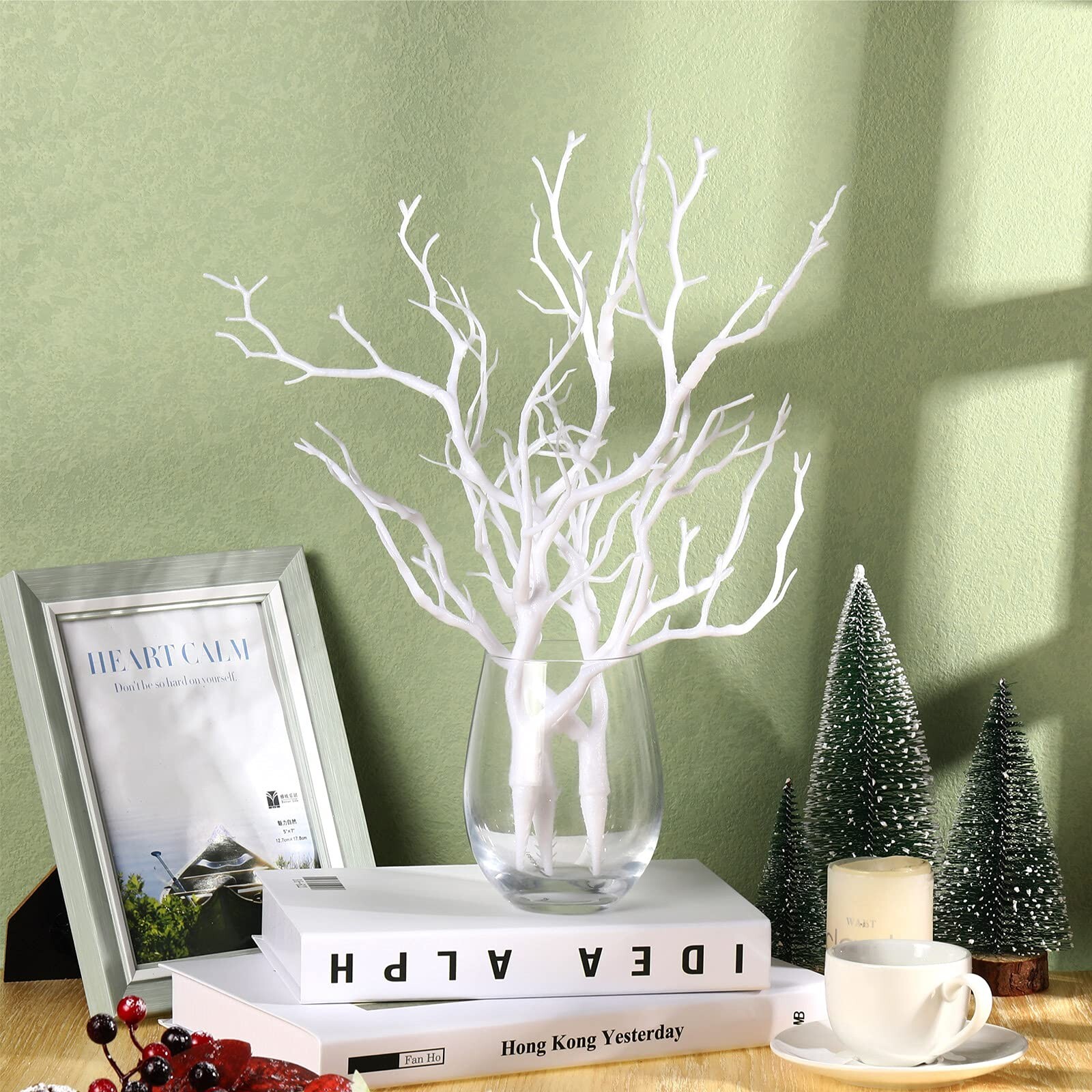 Geosar 13.8 Inch Small Manzanita Branches Plastic Faux Branches Artificial An…