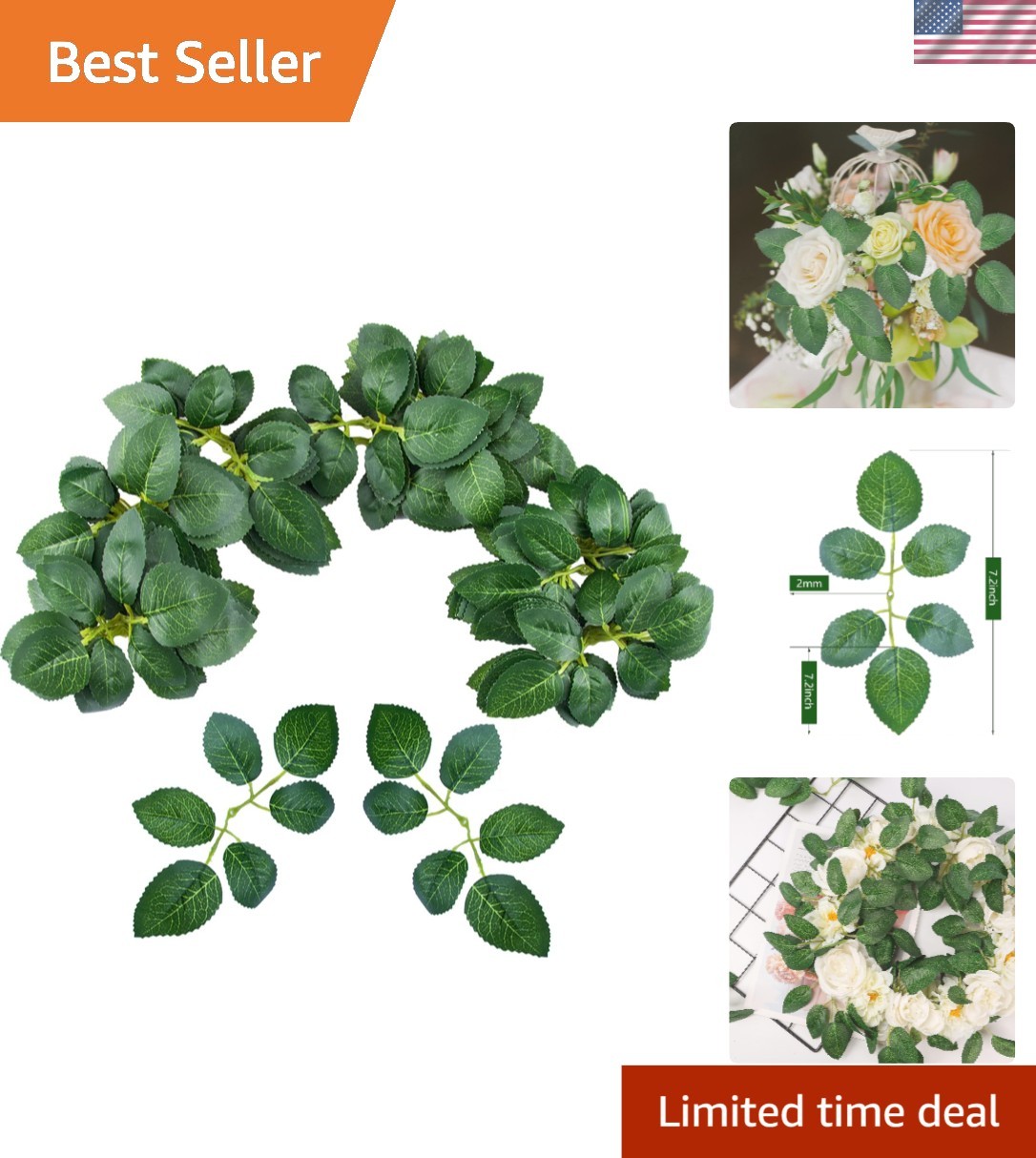 Bulk Green Silk Rose Leaves – 60pcs Ideal for Crafting Bouquets & Centerpieces