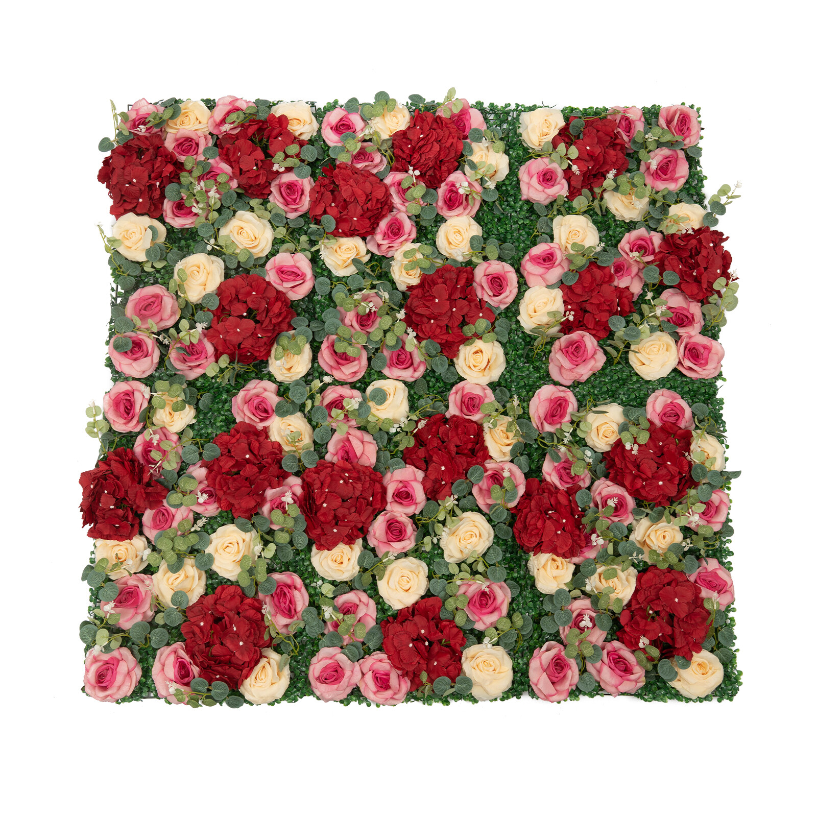 12Pcs Artificial Flower Wall Panel Backdrop Wedding Rose Hydrangea Flower Decor