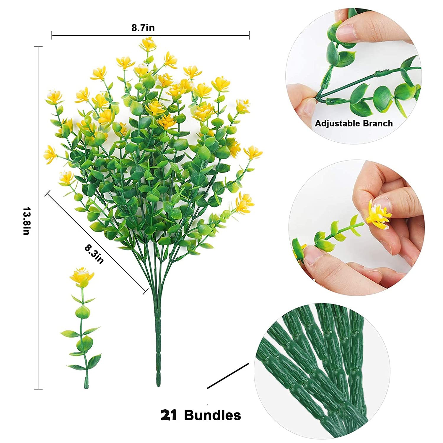 New Best WEAUSUP 21 Bundles Artificial Outdoor Flowers Fake Plants & Greenery PE