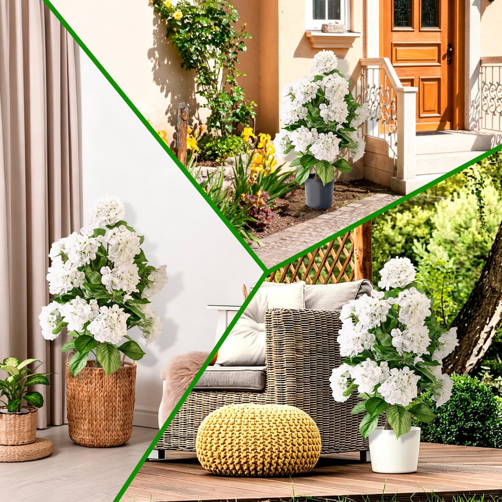 2 Pcs Artificial Hydrangea Tree 30″ Tall, Faux Silk Hydrangea Plant in Pot wi…