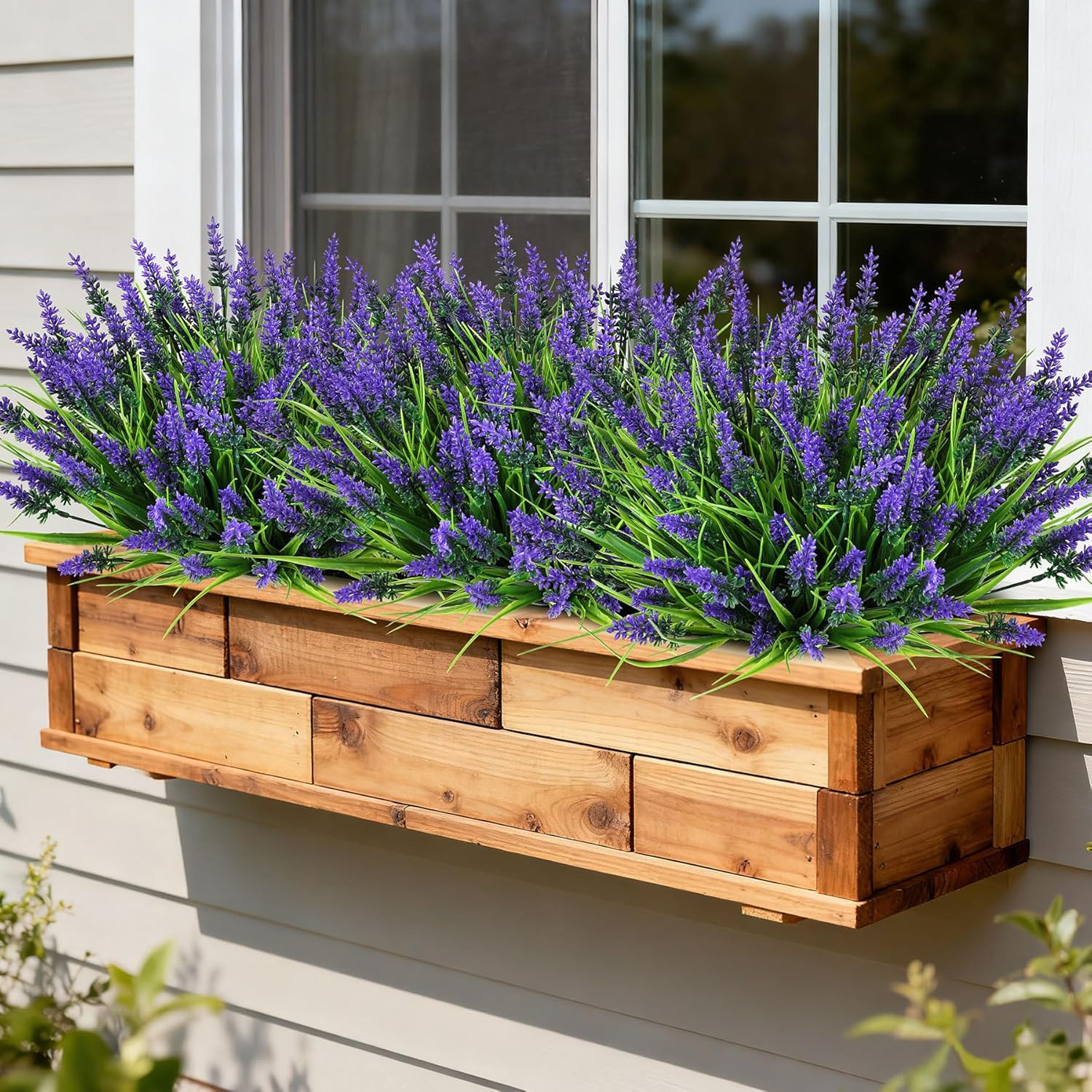 16 Bundles Artificial Plants Outdoor, UV Resistant Fake Lavender & Monkey Grass,