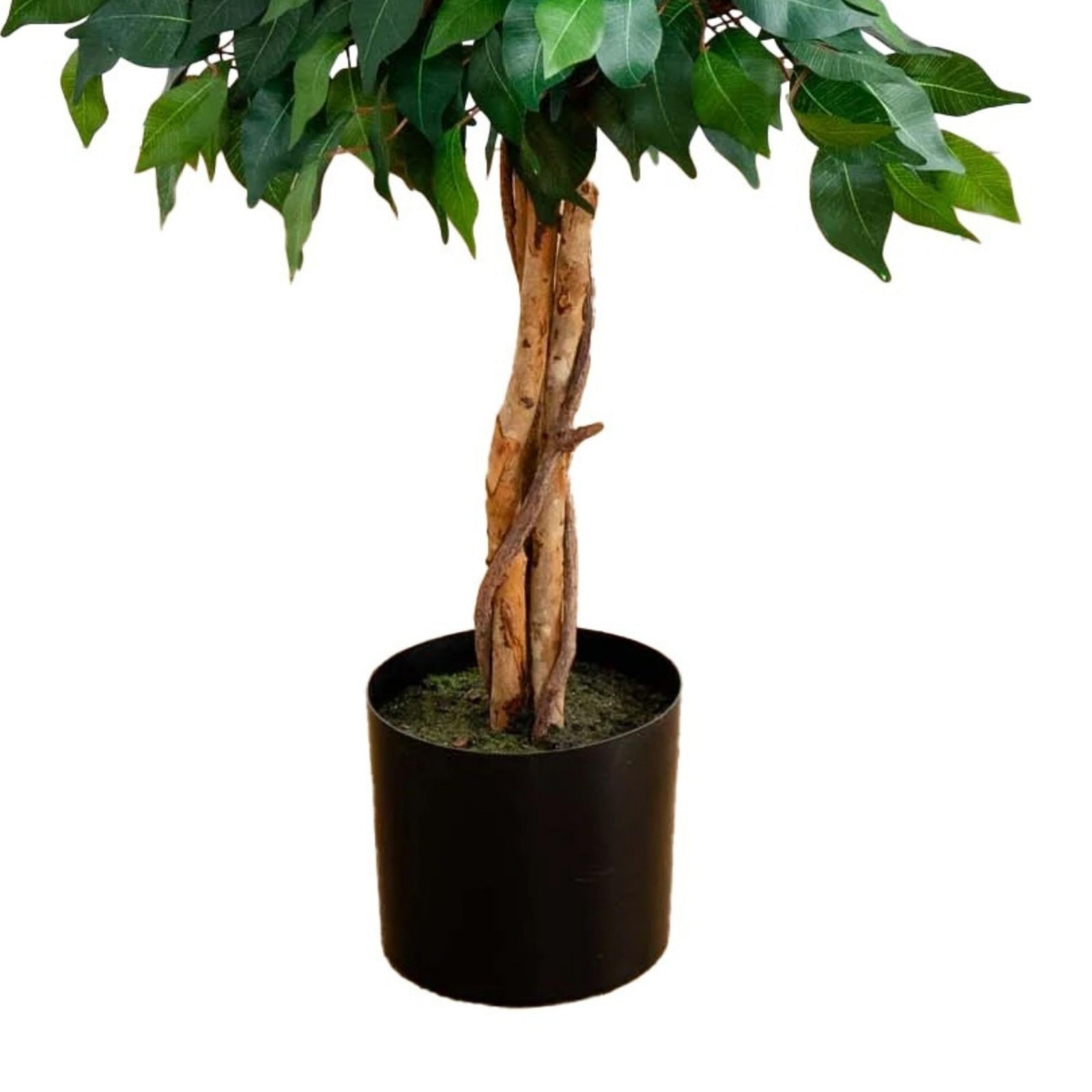 4ft Artificial Triple Trunk Ficus Tree – Silk Plant with Natural Wood Trunks, De